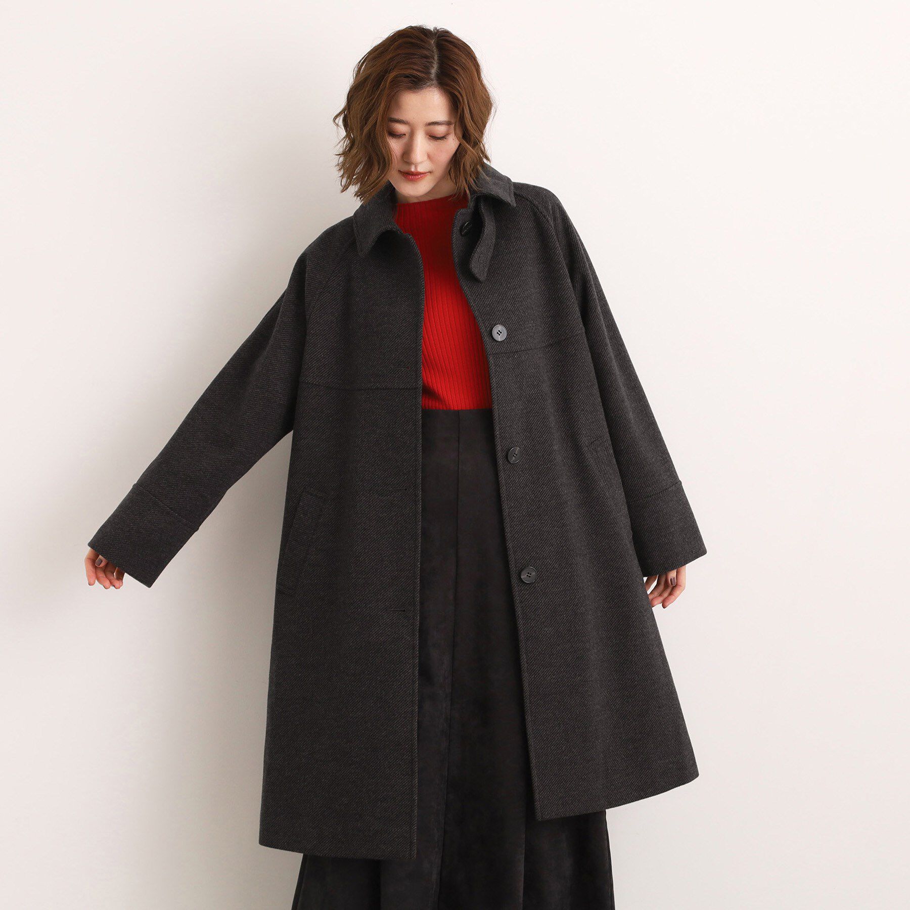 grove「クラシカルな佇まい 大人のステンカラーロングコート」|ステンカラーコート|