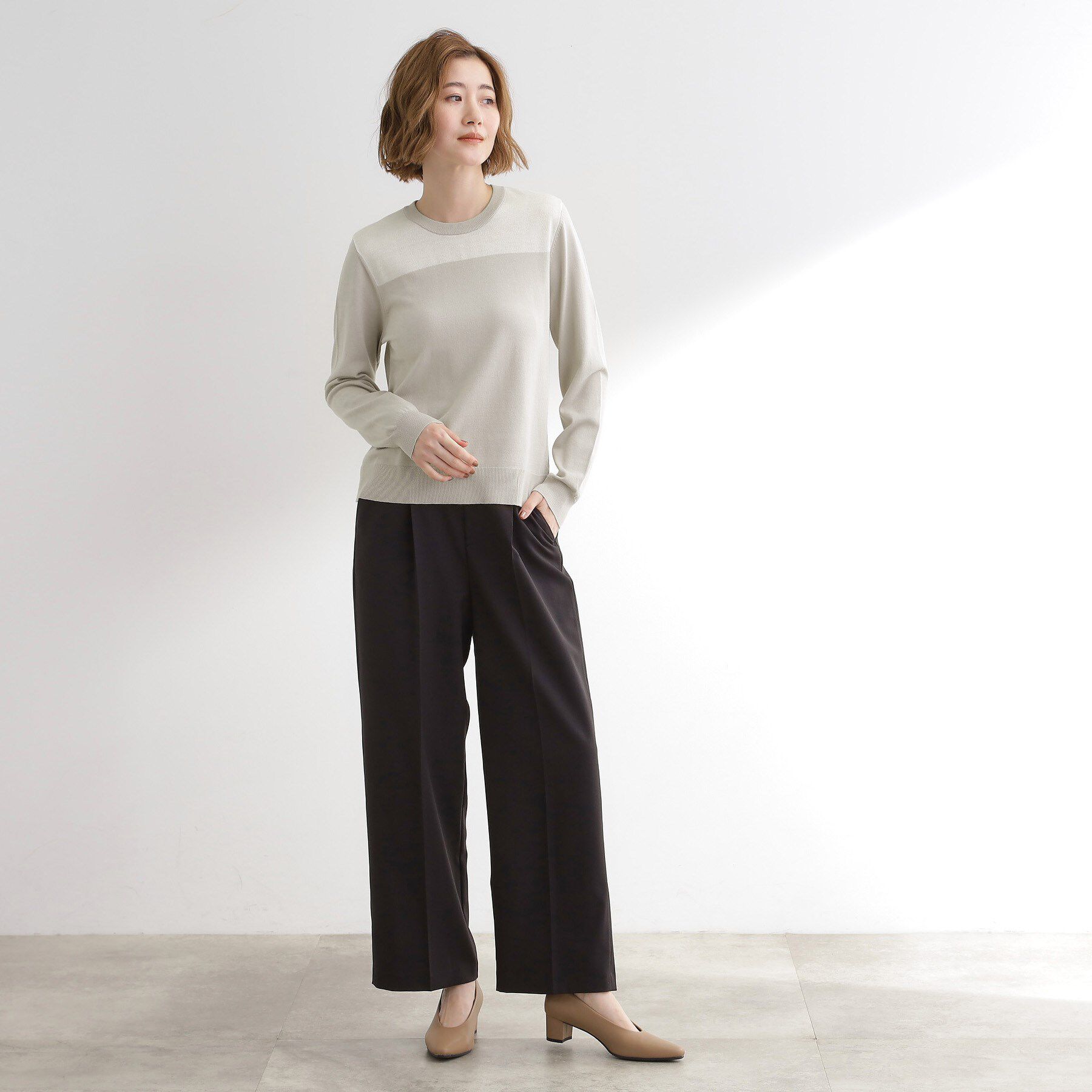 grove「【アンサンブル対応】バイカラー切替ニット」|ニット・セーター|