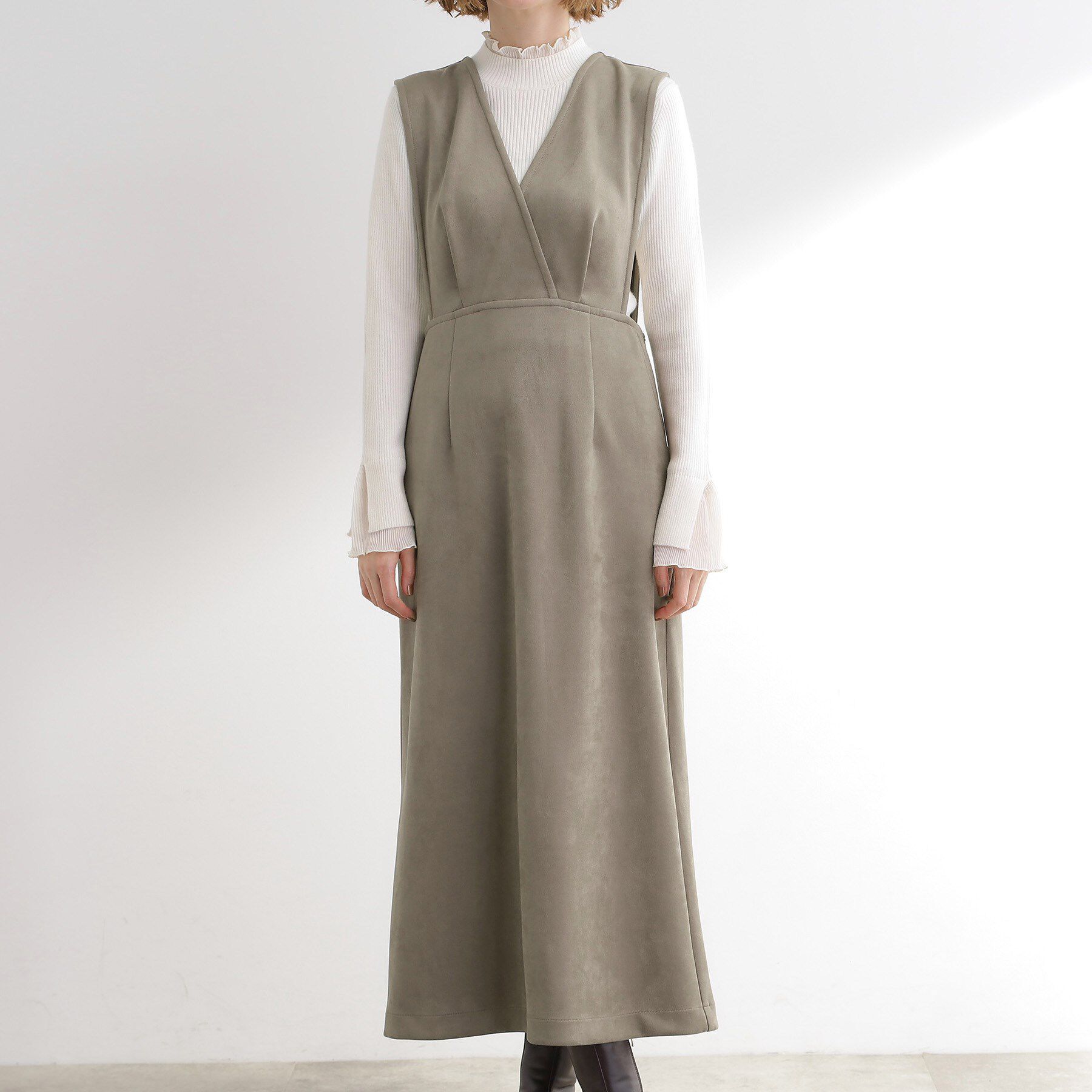 grove「【秋から冬まで活躍】スエードライクジャンパードレス」|ワンピース|
