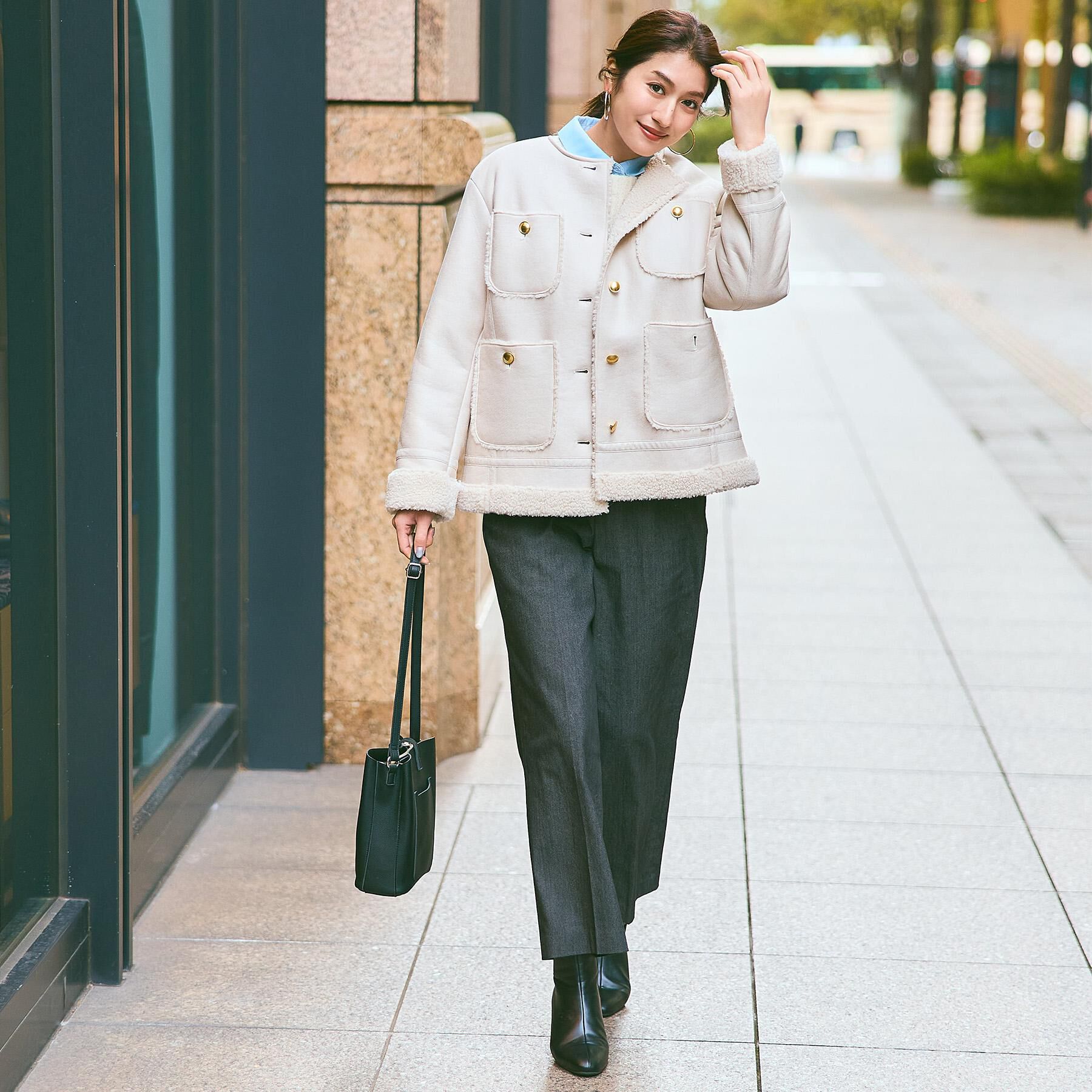 grove「【あったか裏起毛】デニムライクストレートワイドパンツ」|その他|