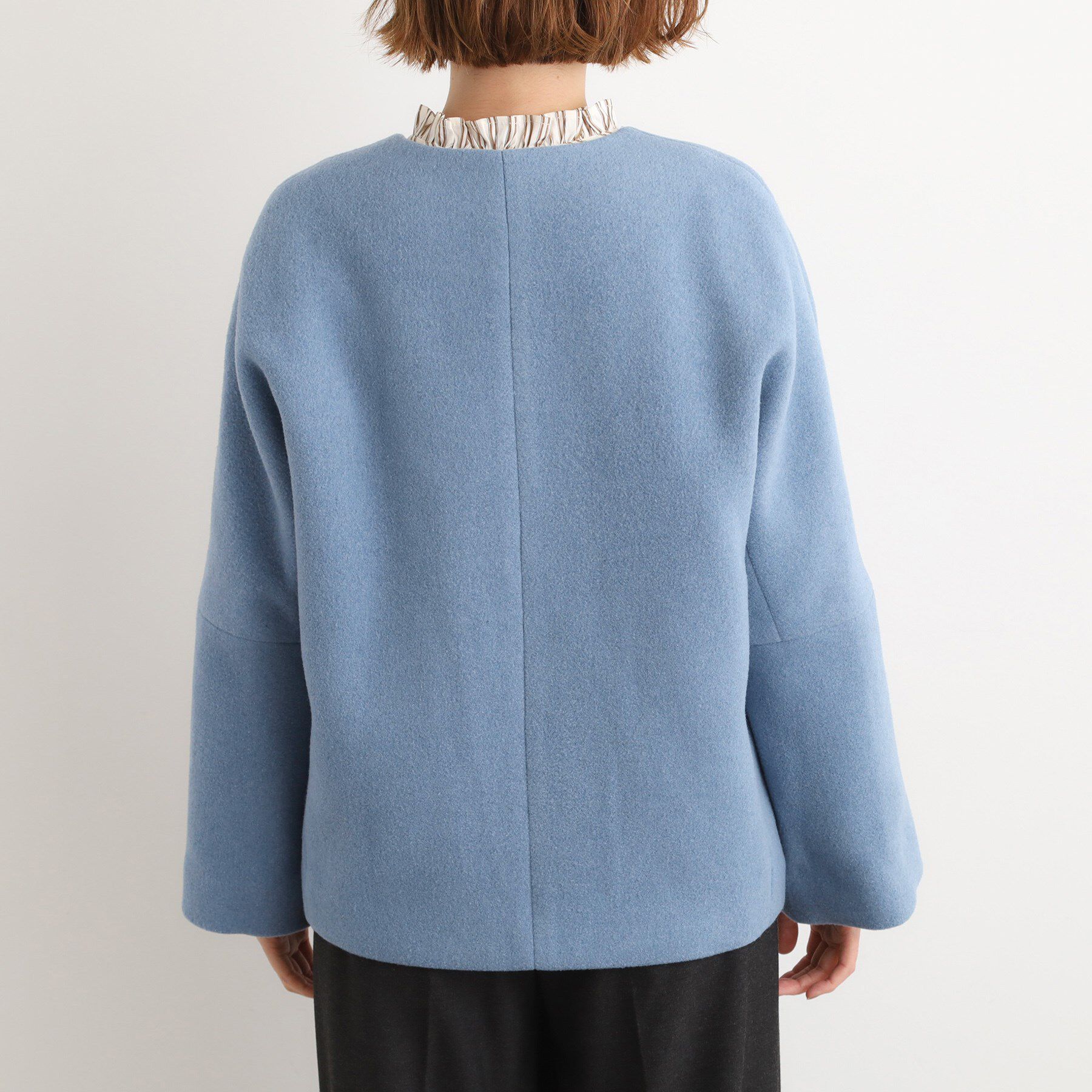 grove「【ウール混】軽やかに羽織れるショートコート」|ノーカラーコート|