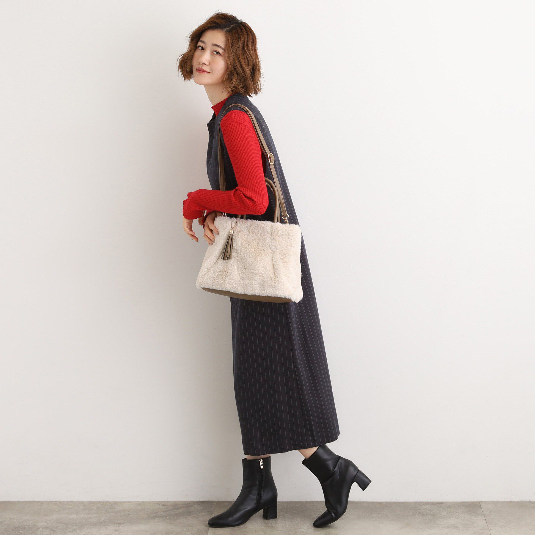 grove「タックタッセルエコファー2WAYトート」|トートバッグ|