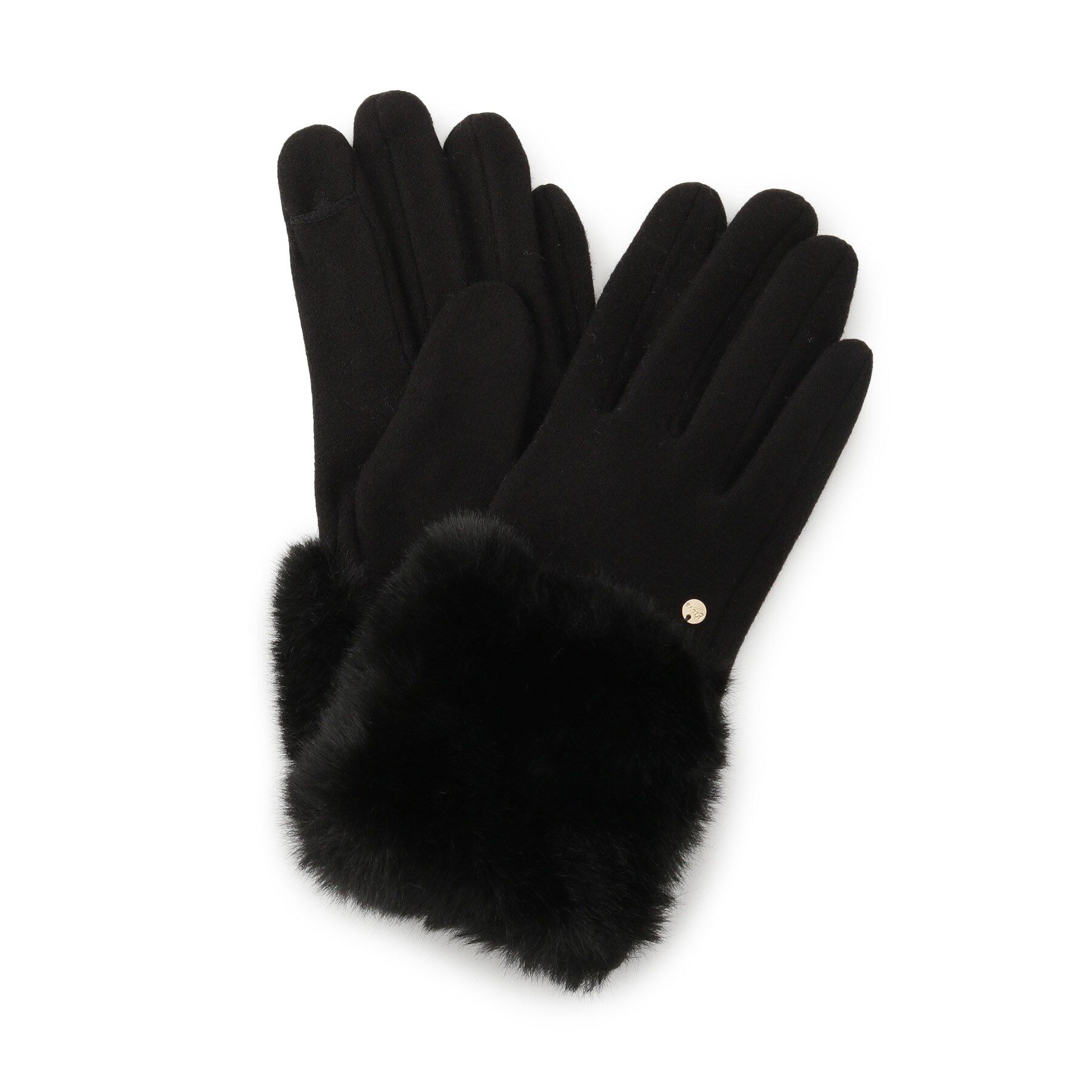 grove「リストオーバーフェイクファー杢調グローブ」|手袋|ブラック(019)