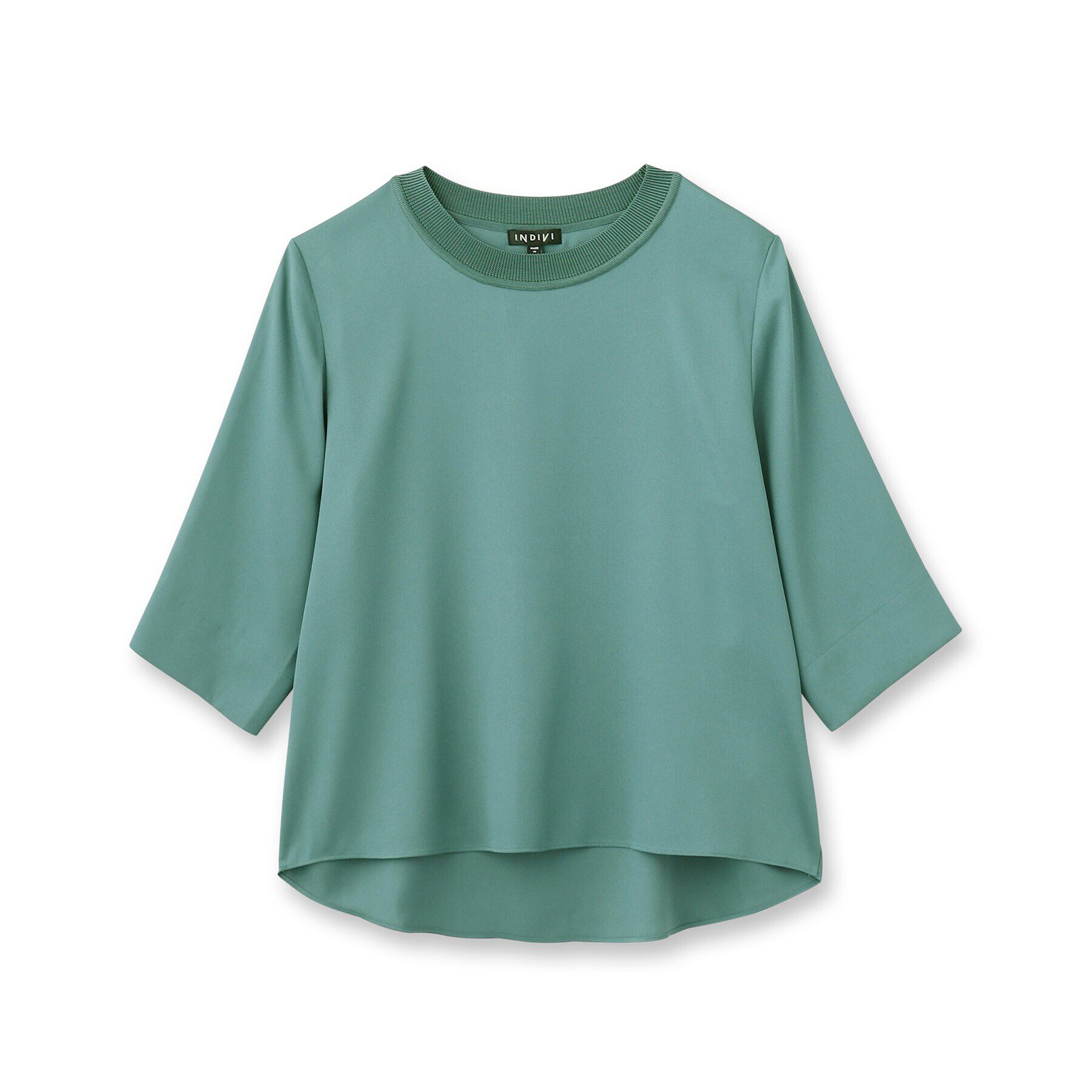 INDIVI「【洗える／5分袖】リブデザインドレープブラウス」|シャツ・ブラウス|