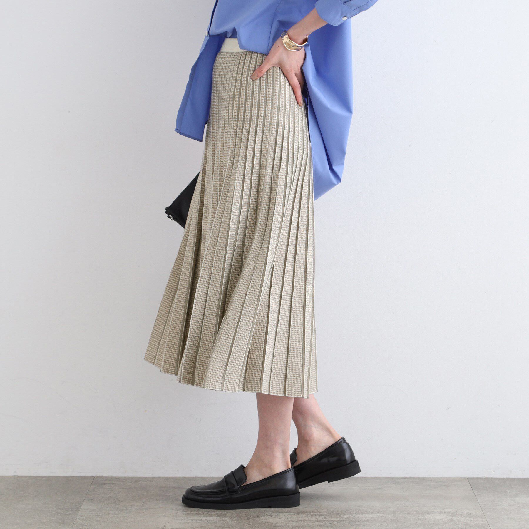 INDIVI「【洗える／SETUP可能】ジャカードニットプリーツスカート」|スカート|