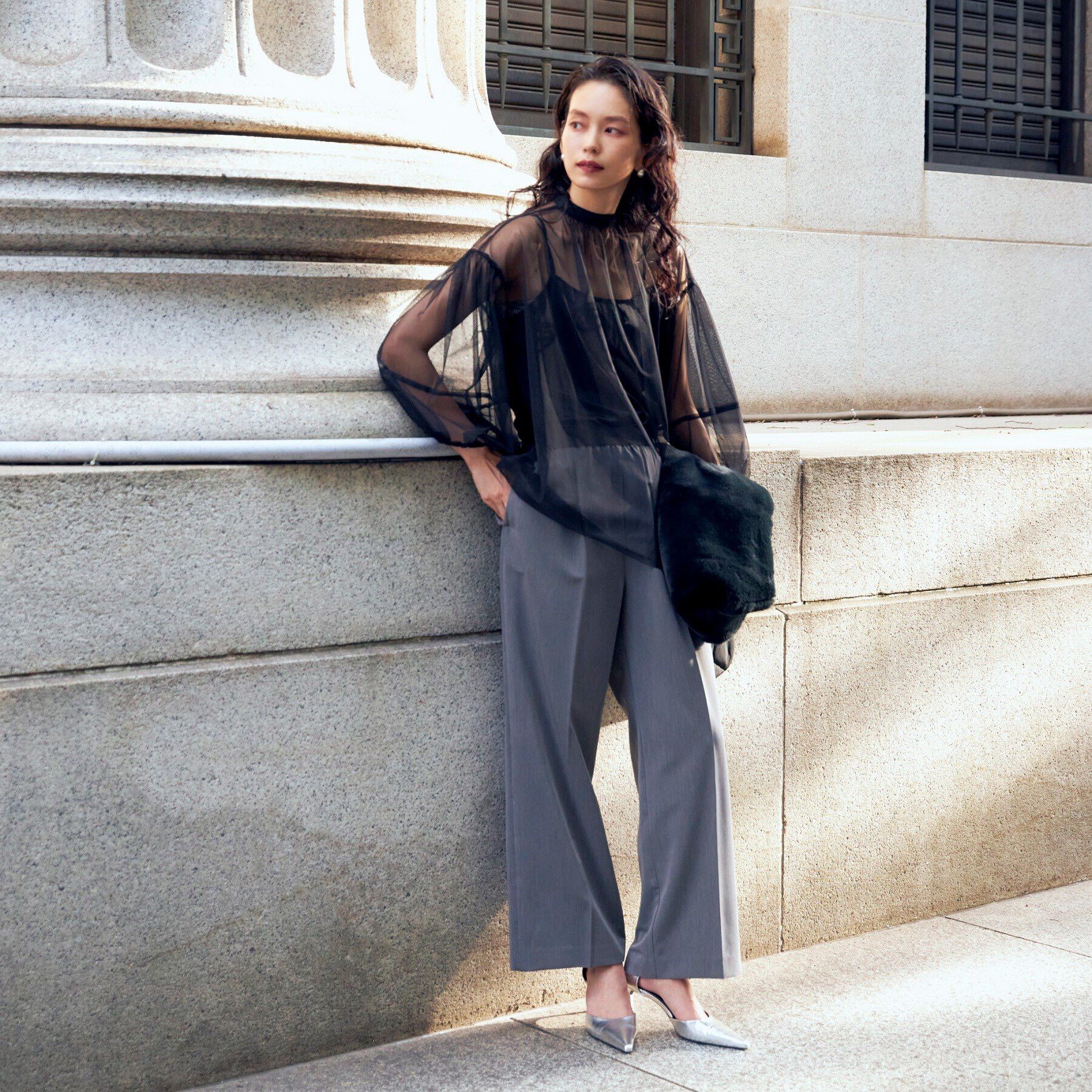 GALLEST「イージーストレートワイドパンツ」|その他|チャコールグレー(0