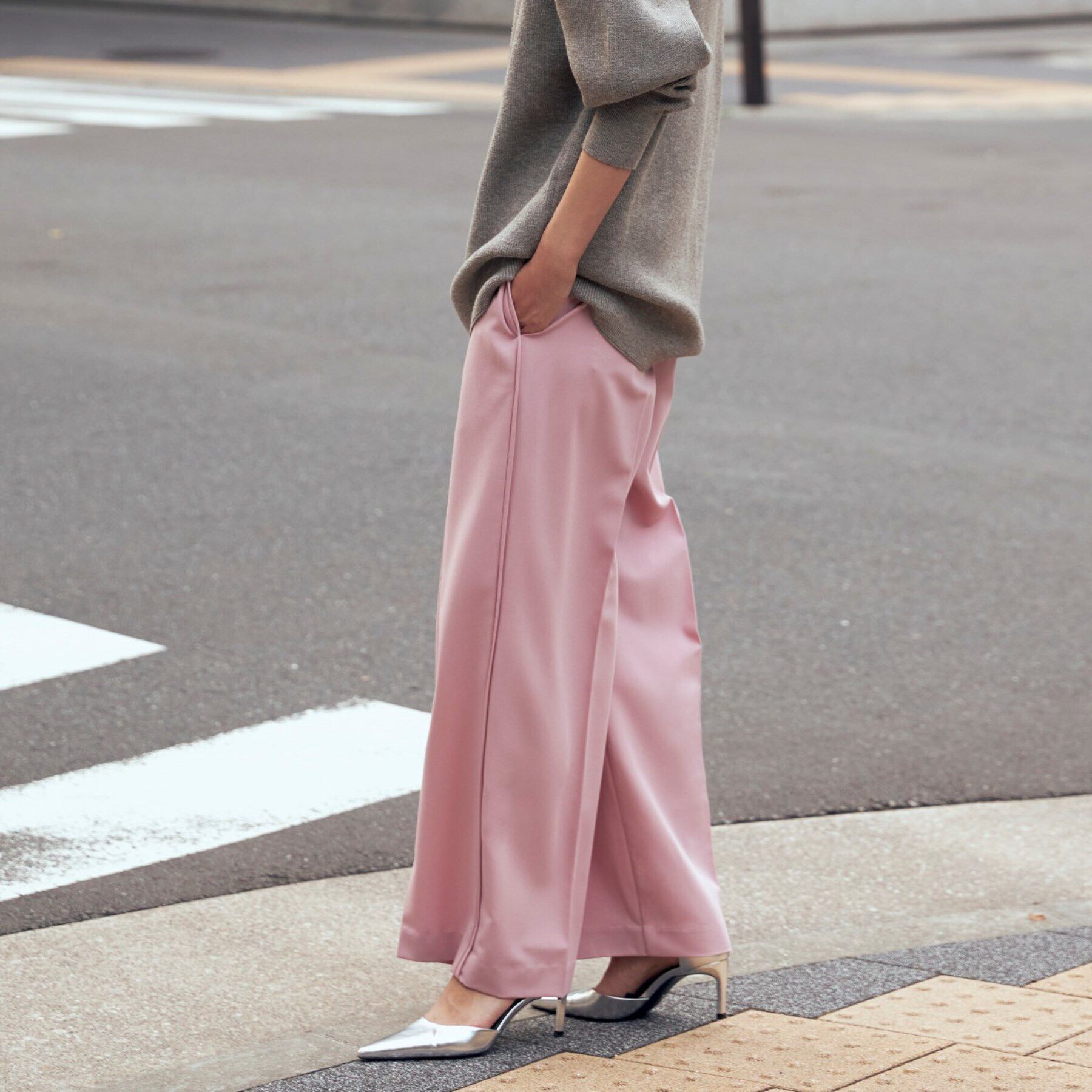 GALLEST「イージーストレートワイドパンツ」|その他|ピンク(072)