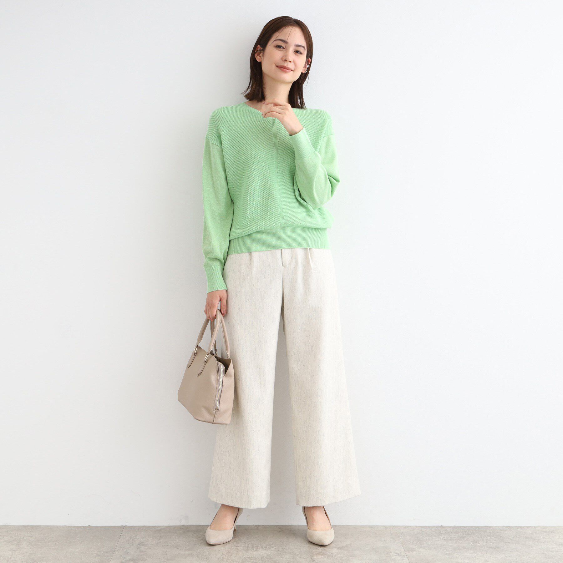 INDIVI「【洗える／日本製／ウール混】Vネックラメニット」|ニット・セーター|