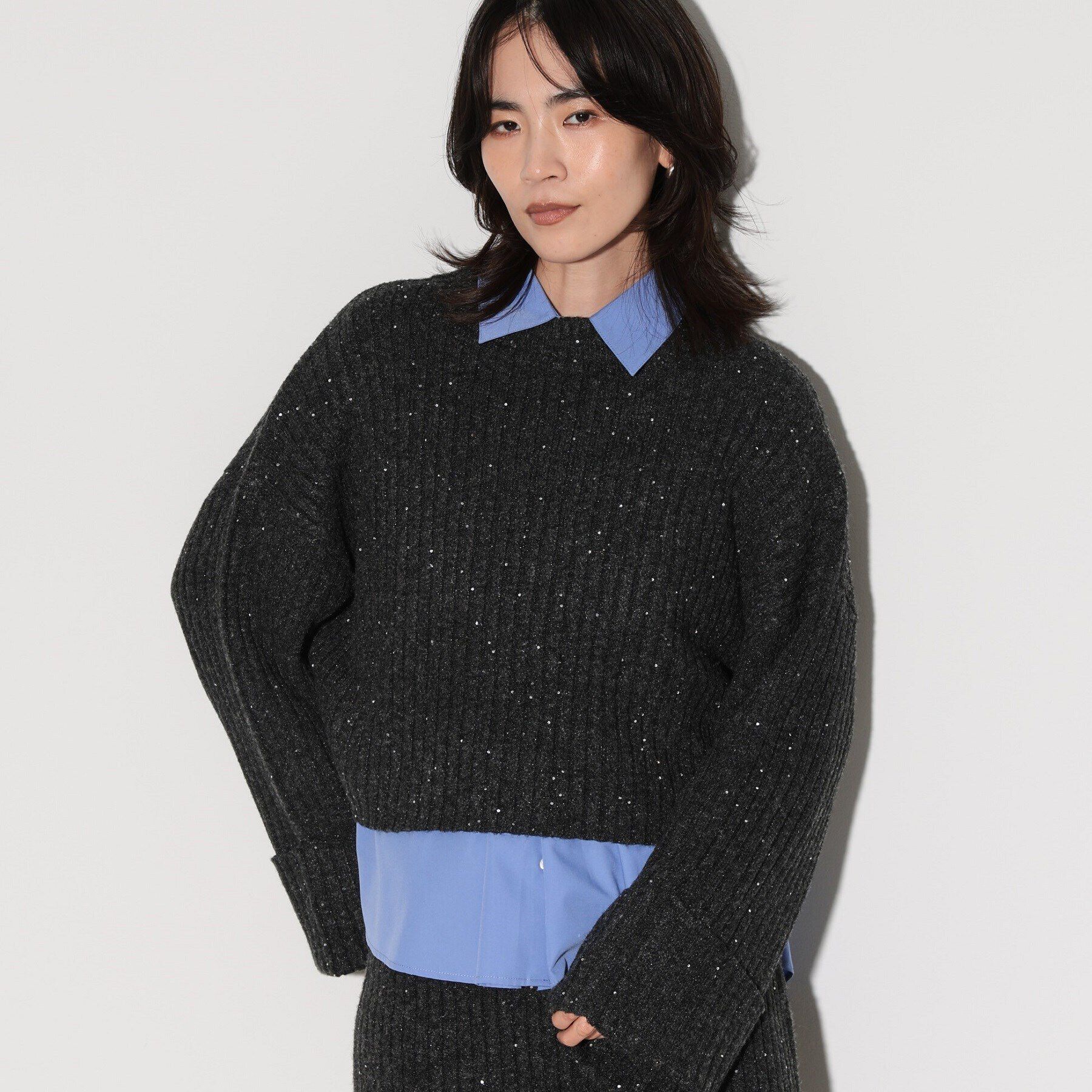 GALLEST「スパンコール混クルーネックニット」|ニット・セーター|
