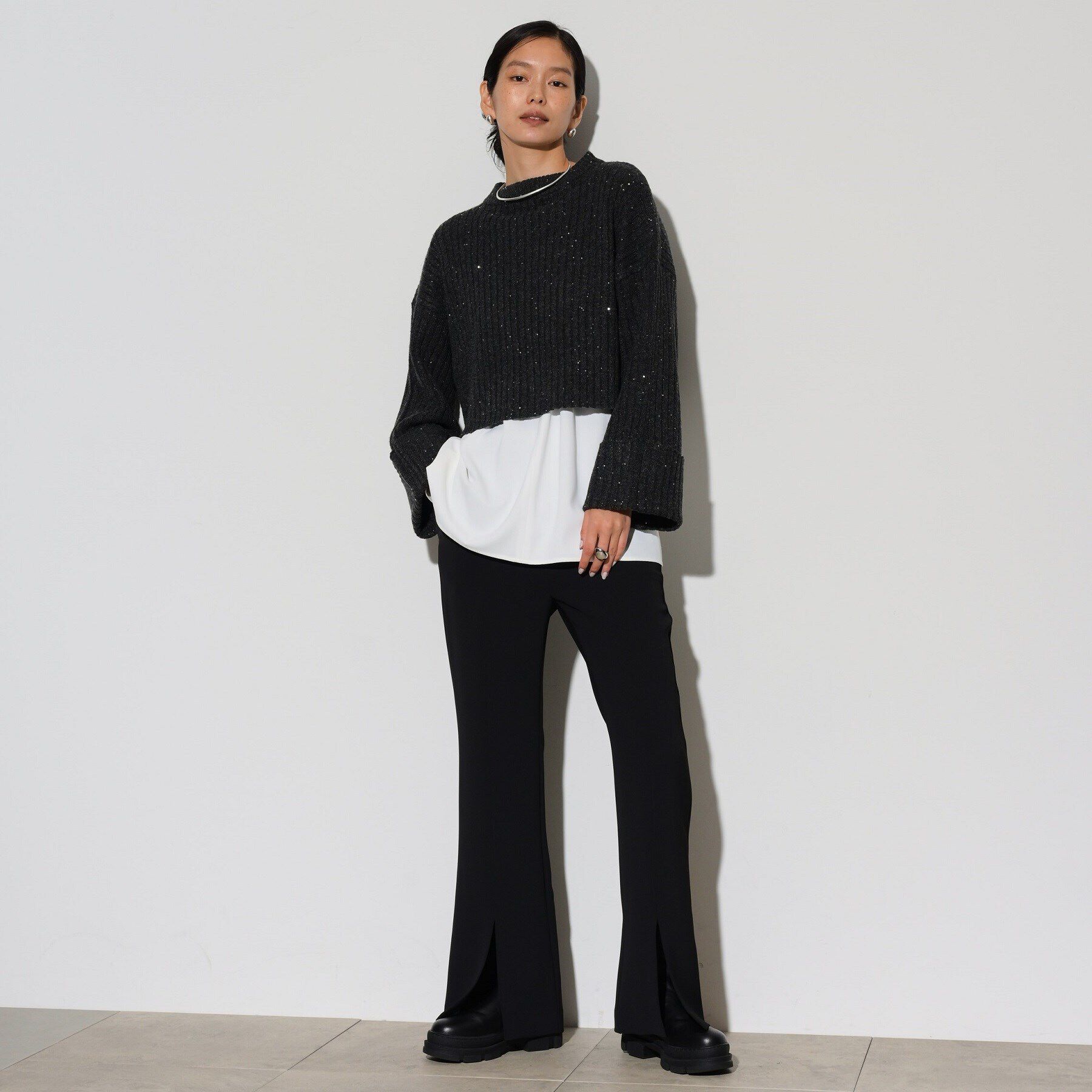 GALLEST「スパンコール混クルーネックニット」|ニット・セーター|