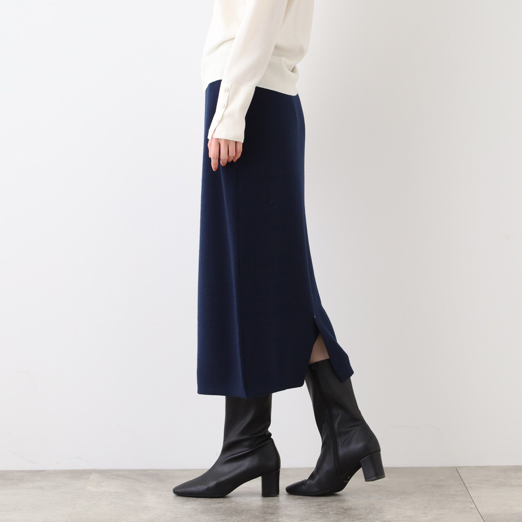 INDIVI「【SETUP可能】スウェットライクナローニットスカート」|スカート|