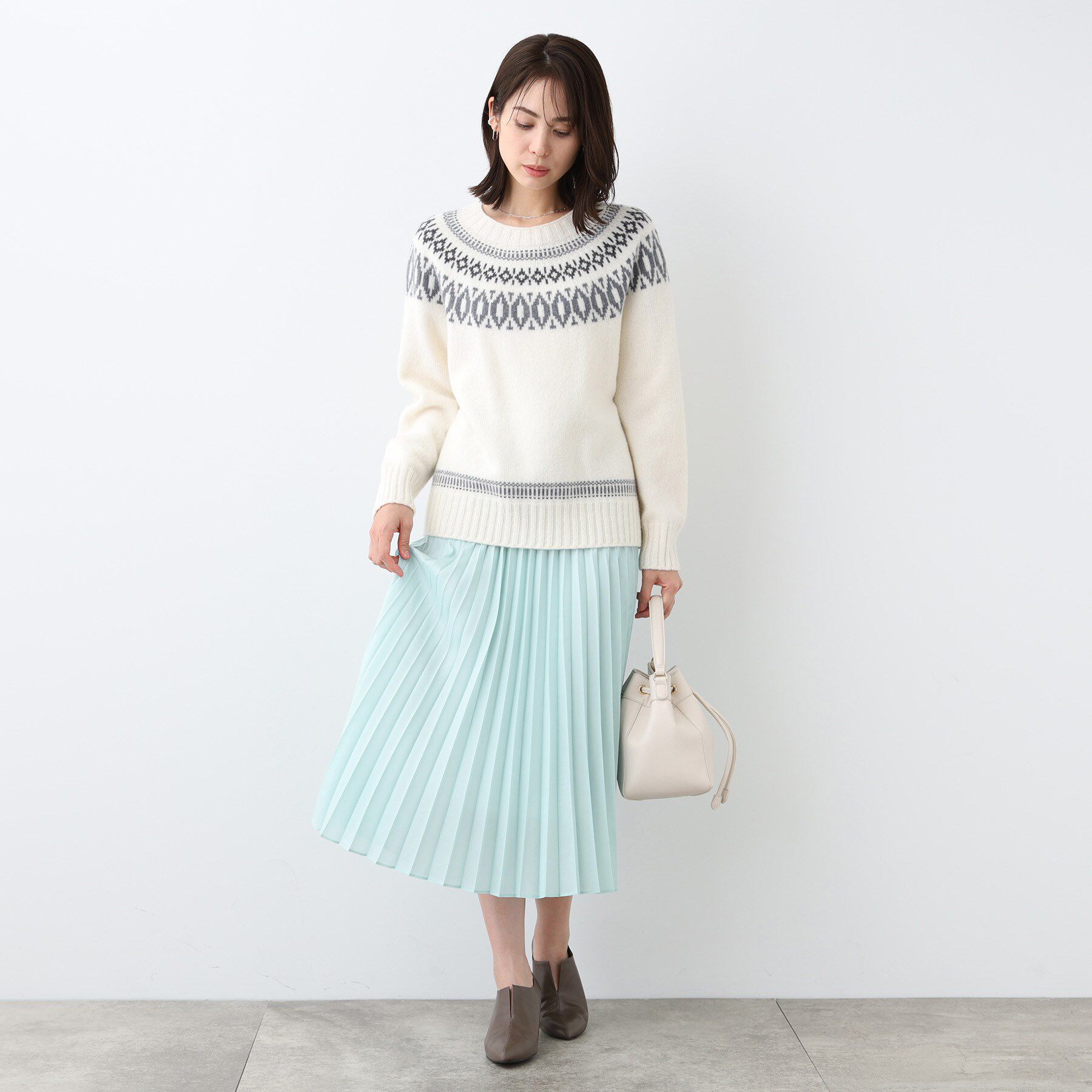 INDIVI「【洗える／ウエストゴム】アコーディオン調プリーツスカート」|スカート|