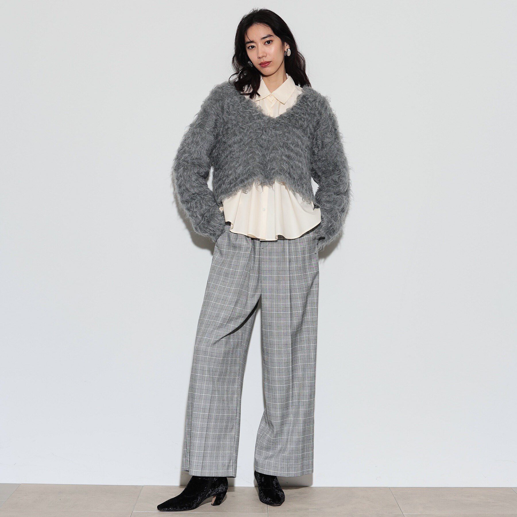 GALLEST「イージーストレートワイドパンツ【裏地付き/チェック柄】」|その他|
