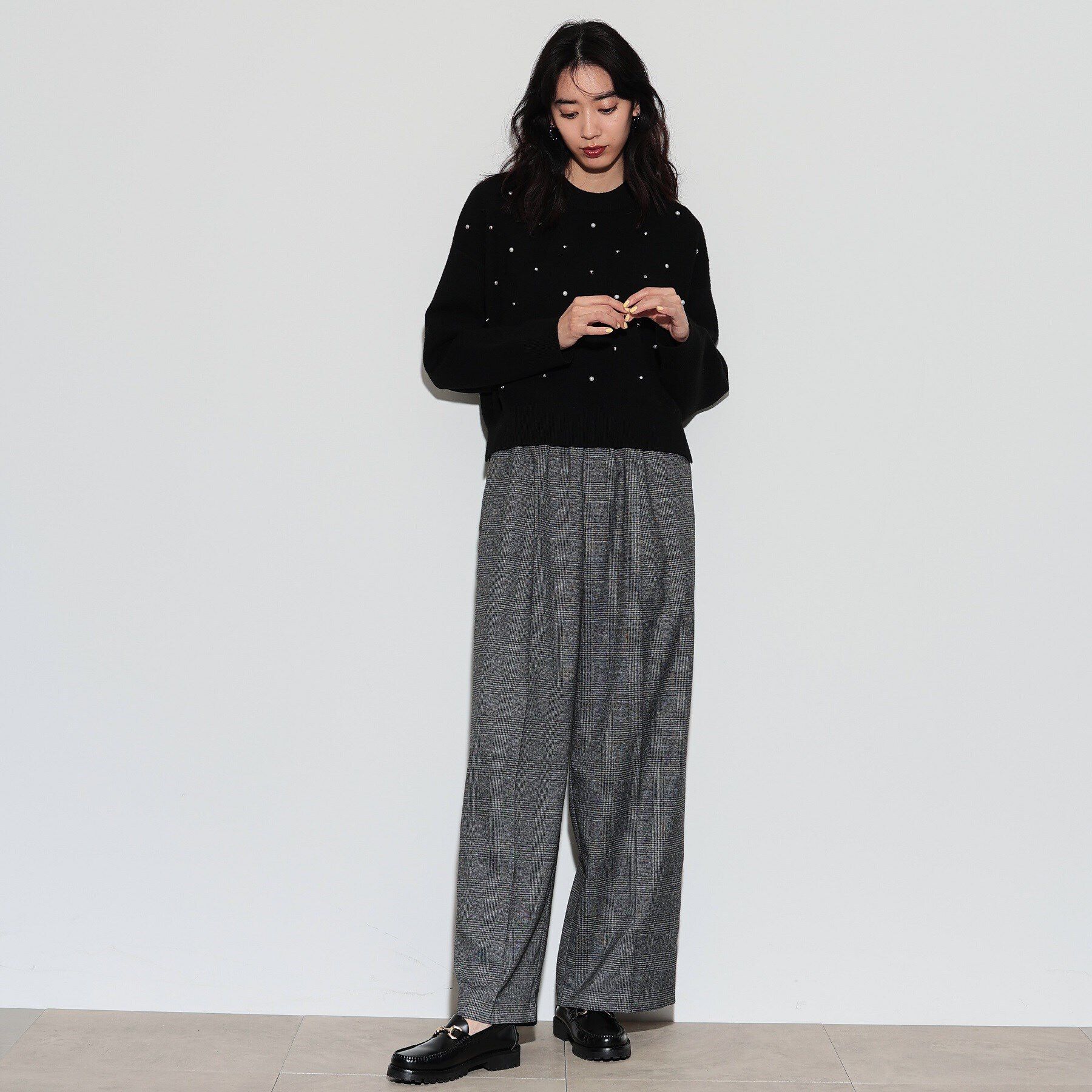 GALLEST「イージーストレートワイドパンツ【裏地付き/チェック柄】」|その他|