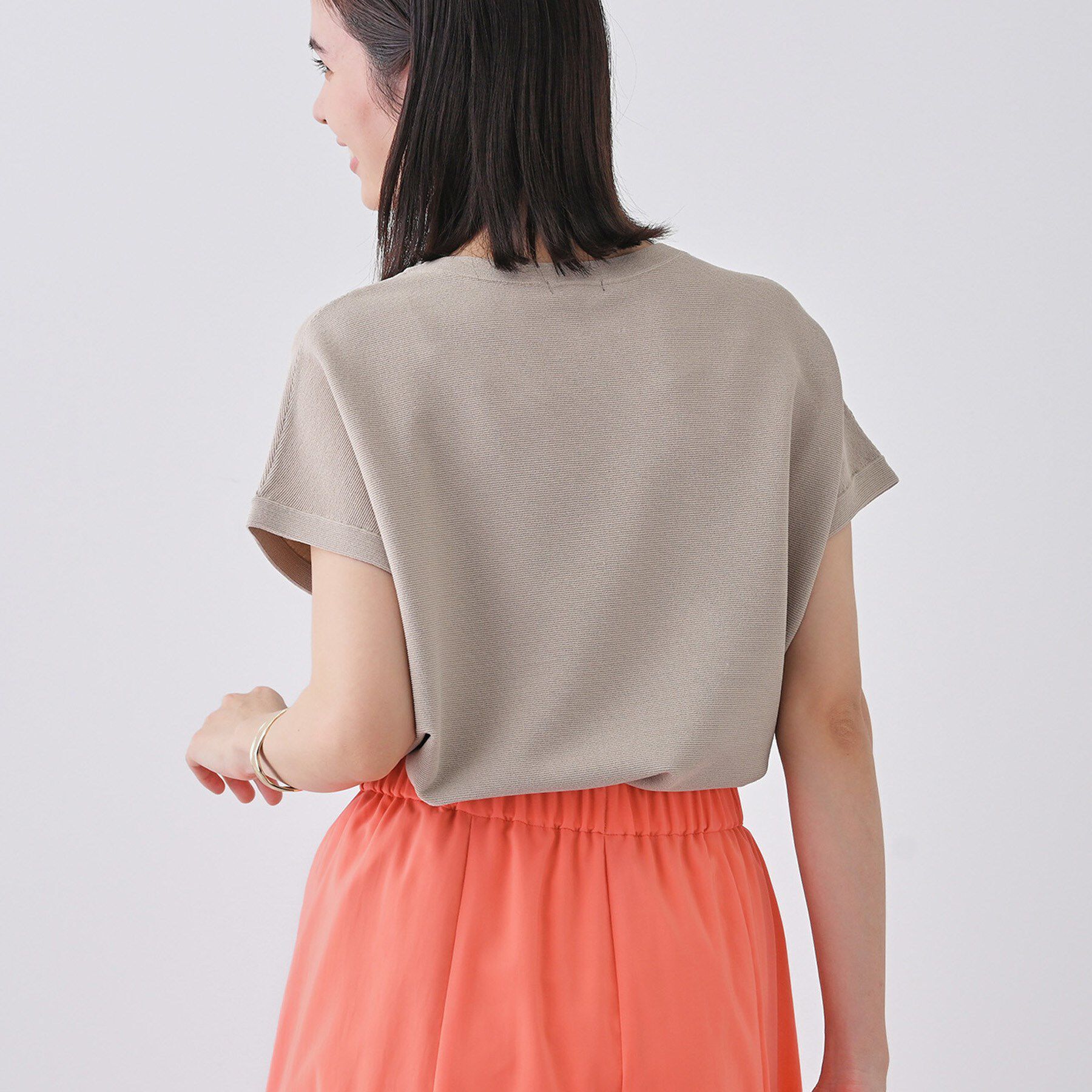 INDIVI「新色登場！【洗える／清涼感】レーヨンストレッチ フレンチスリーブニット」|ニット・セーター|