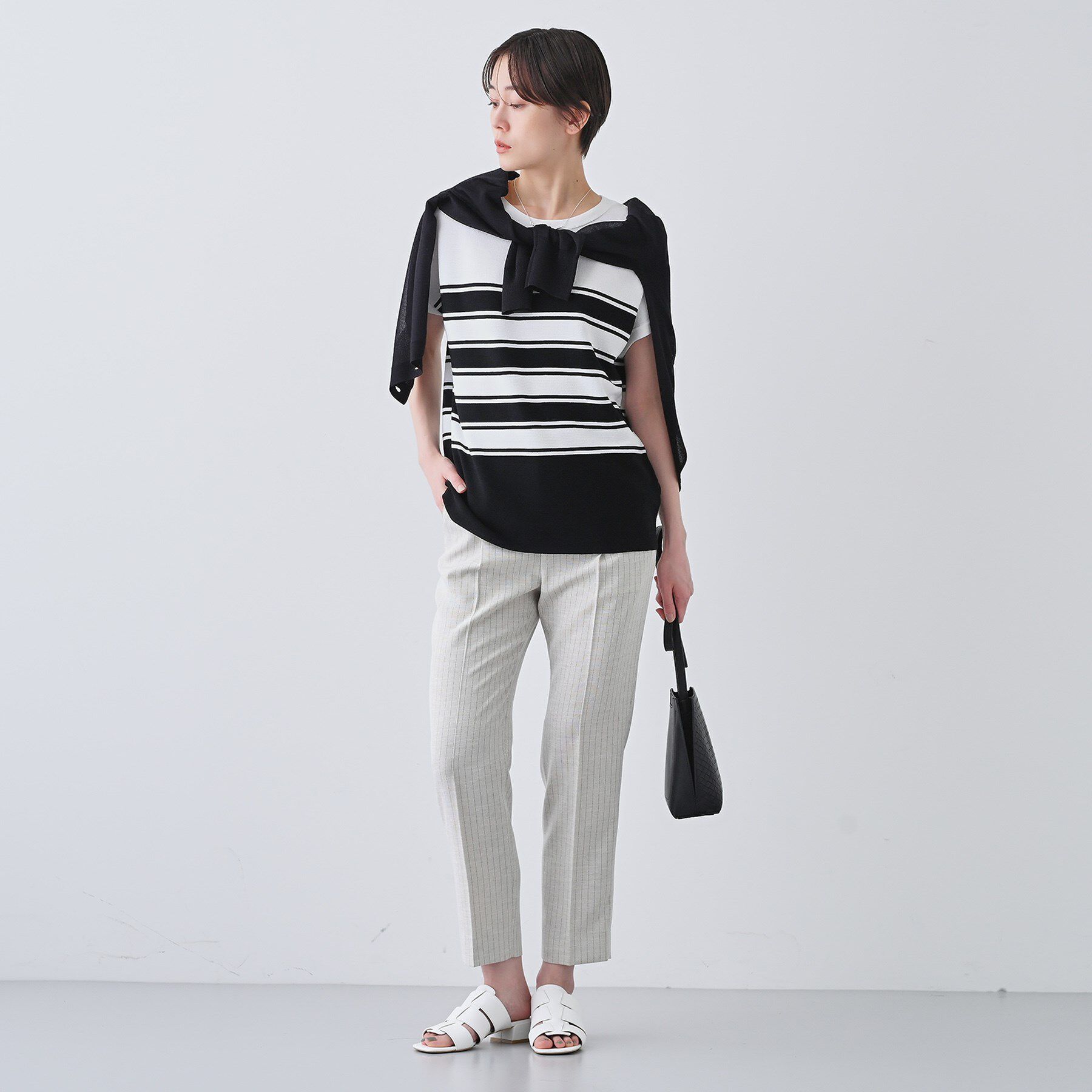 INDIVI「新色登場！【洗える／清涼感】レーヨンストレッチ フレンチスリーブニット」|ニット・セーター|