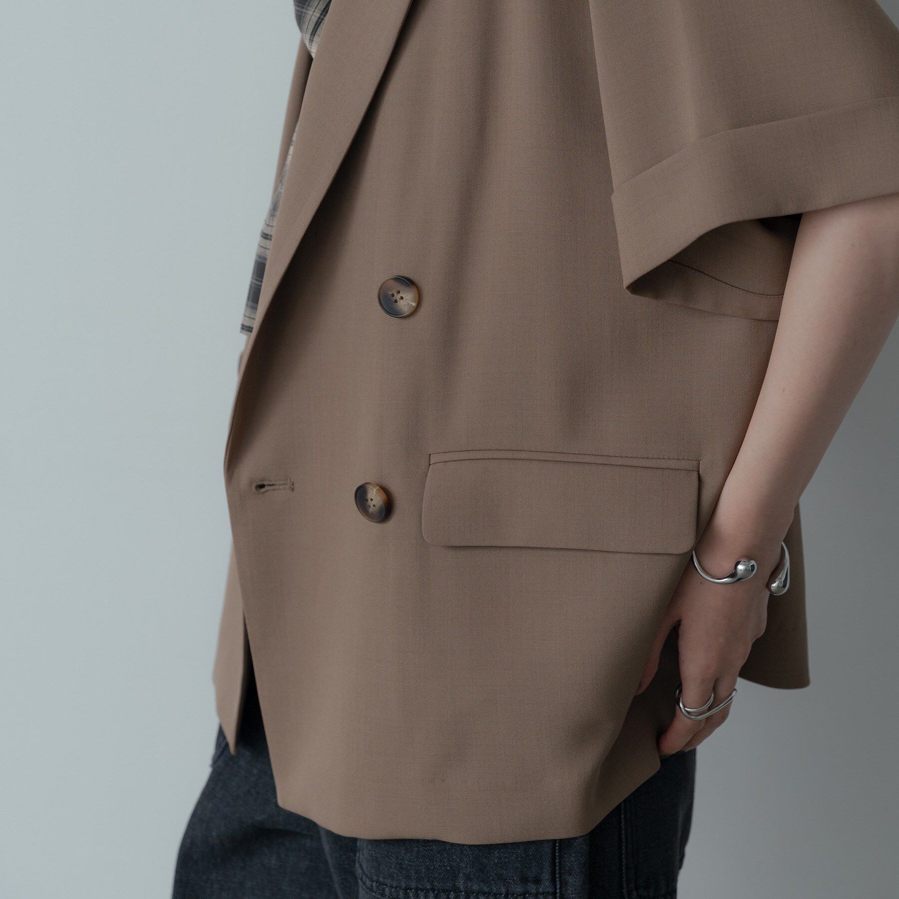 GALLEST「【セットアップ対応】イージーダブルブレスト半袖ジャケット」|テーラードジャケット|