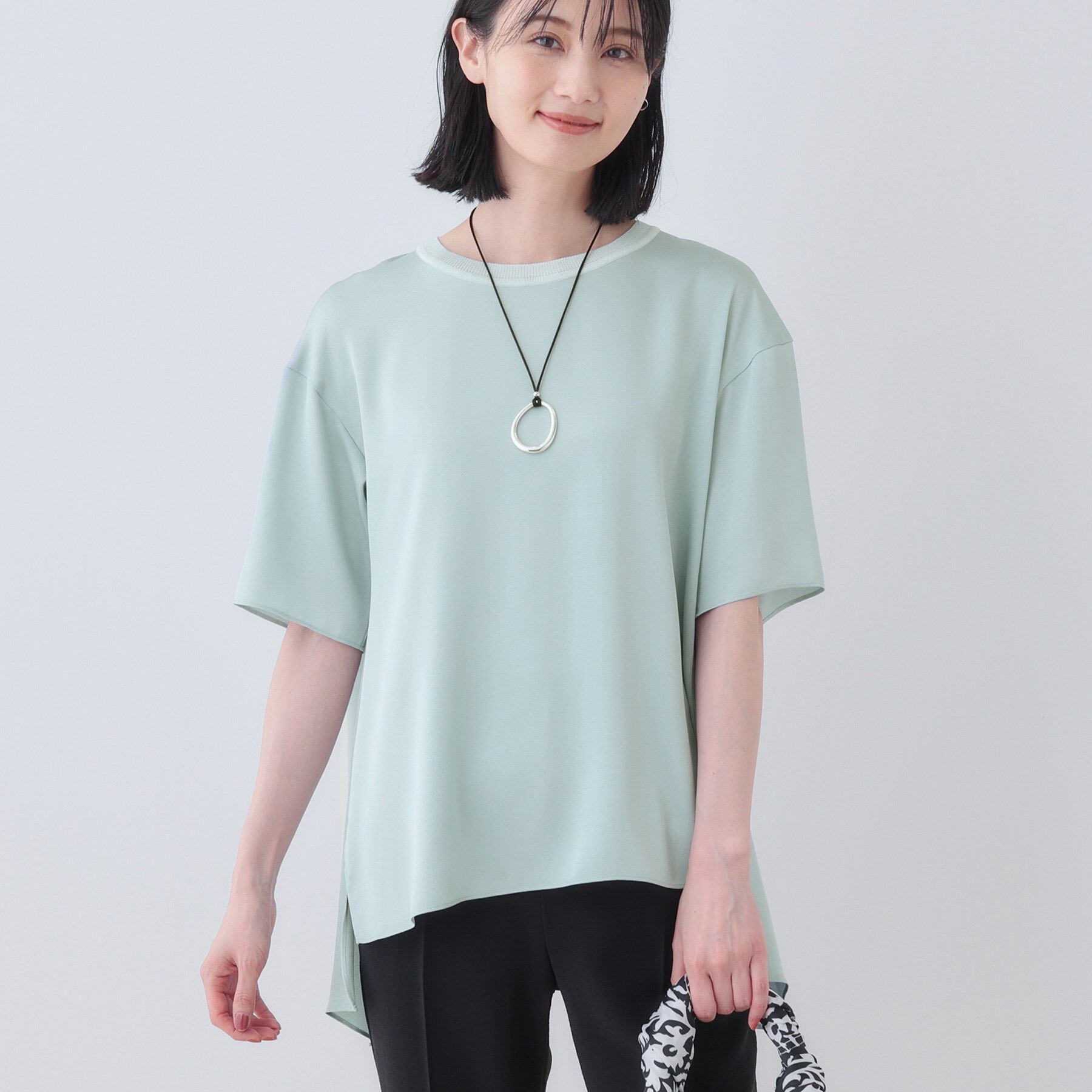 INDIVI「【バックシャン】デザインTブラウス」|Tシャツ・カットソー|サックスブルー(09