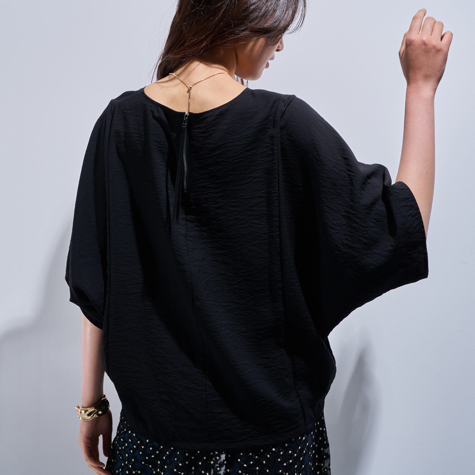 INDIVI「【洗える／5分袖／UVケア／SETUP可能】モモンガスリーブブラウス」|シャツ・ブラウス|