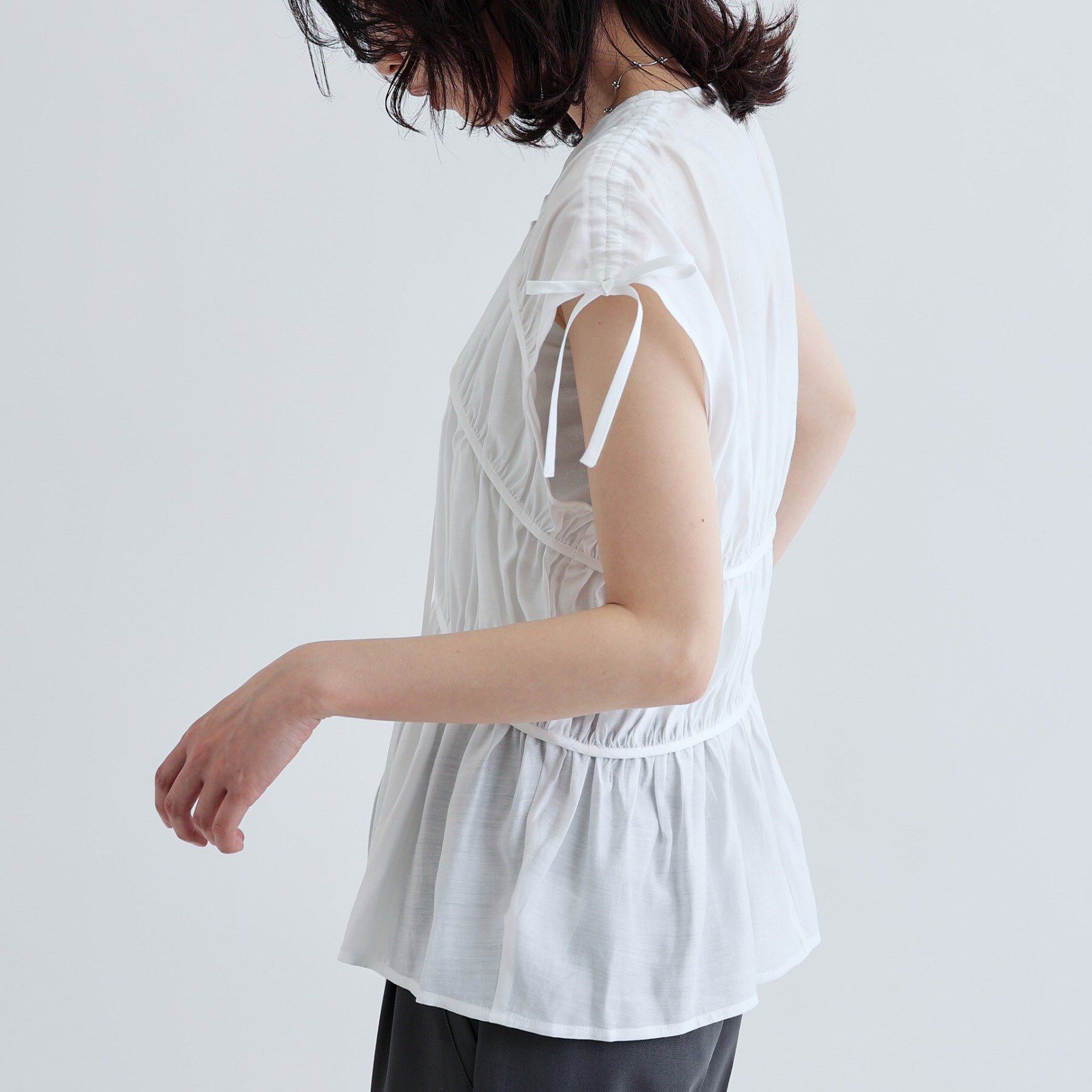 GALLEST「ギャザースリーブレスブラウス」|シャツ・ブラウス|