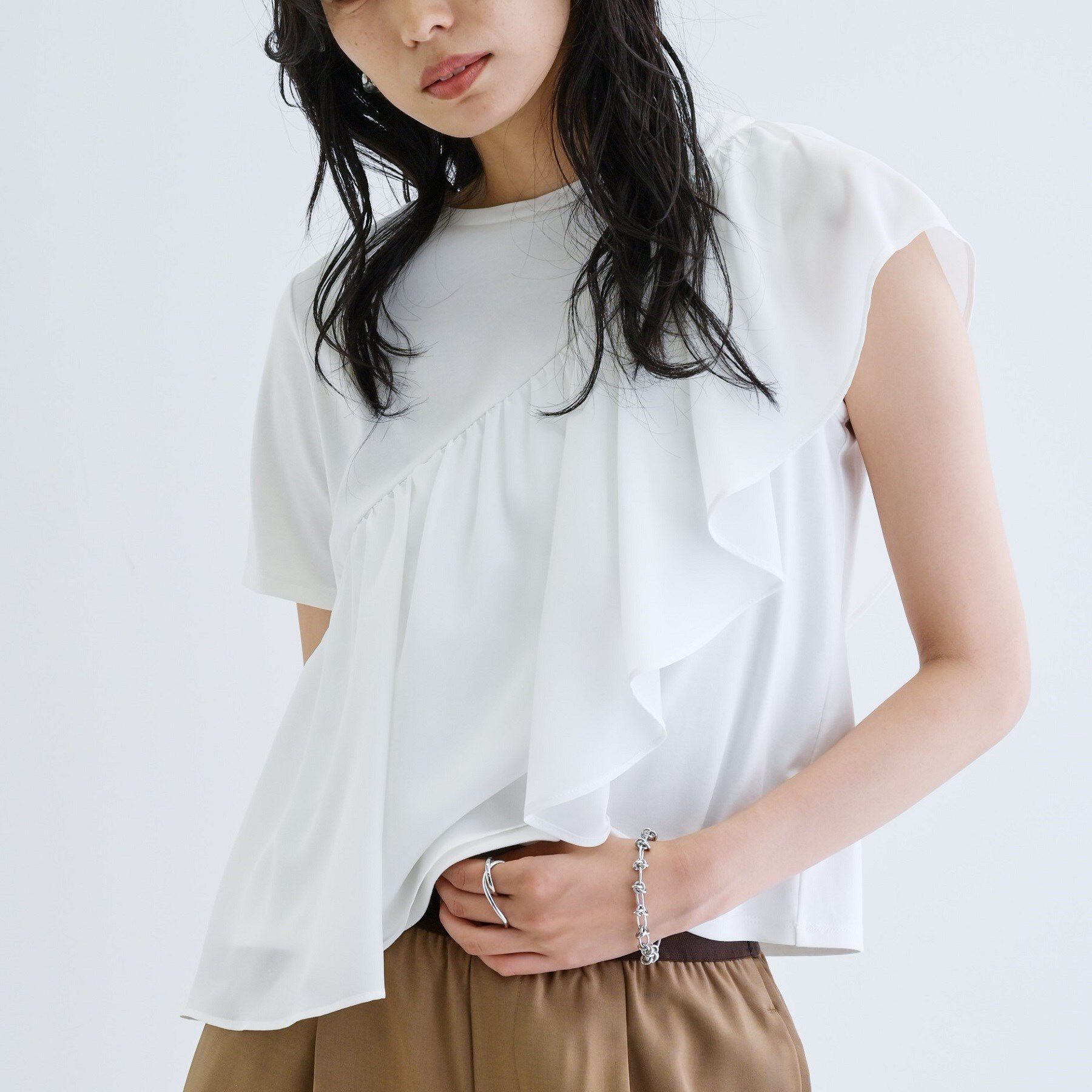 GALLEST「サッシュフリルTシャツ」|Tシャツ・カットソー|