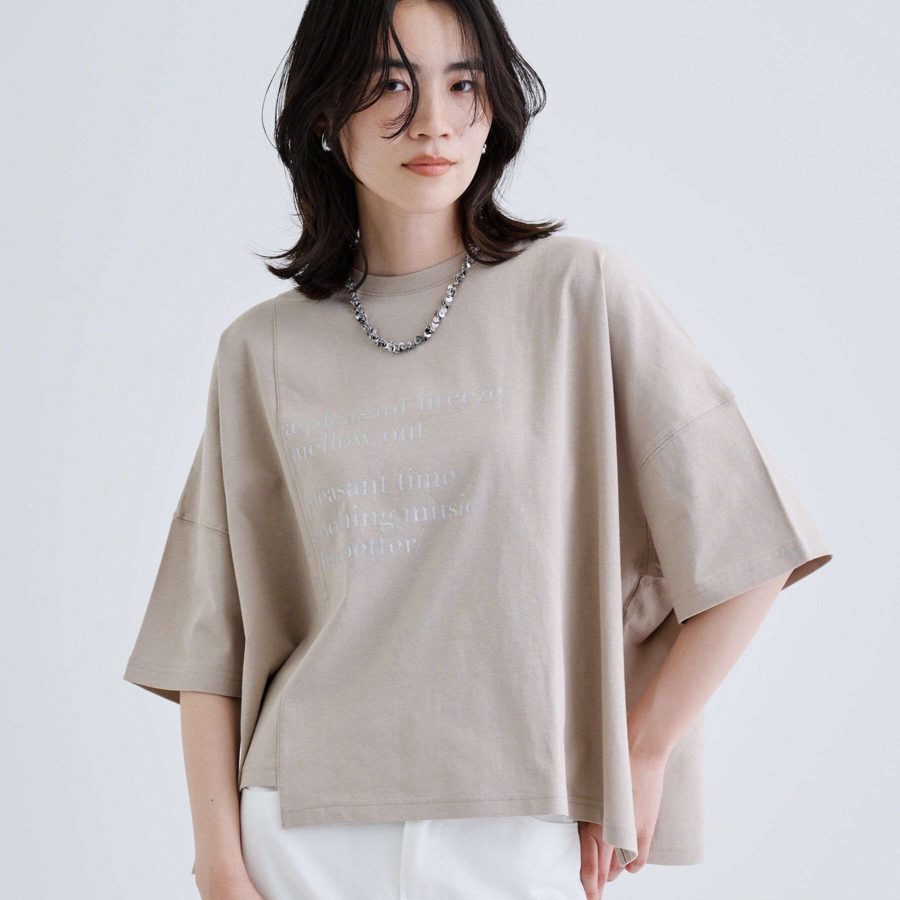 GALLEST「イレギュラーグラフィックTシャツ」|Tシャツ・カットソー|モカブラウン(042