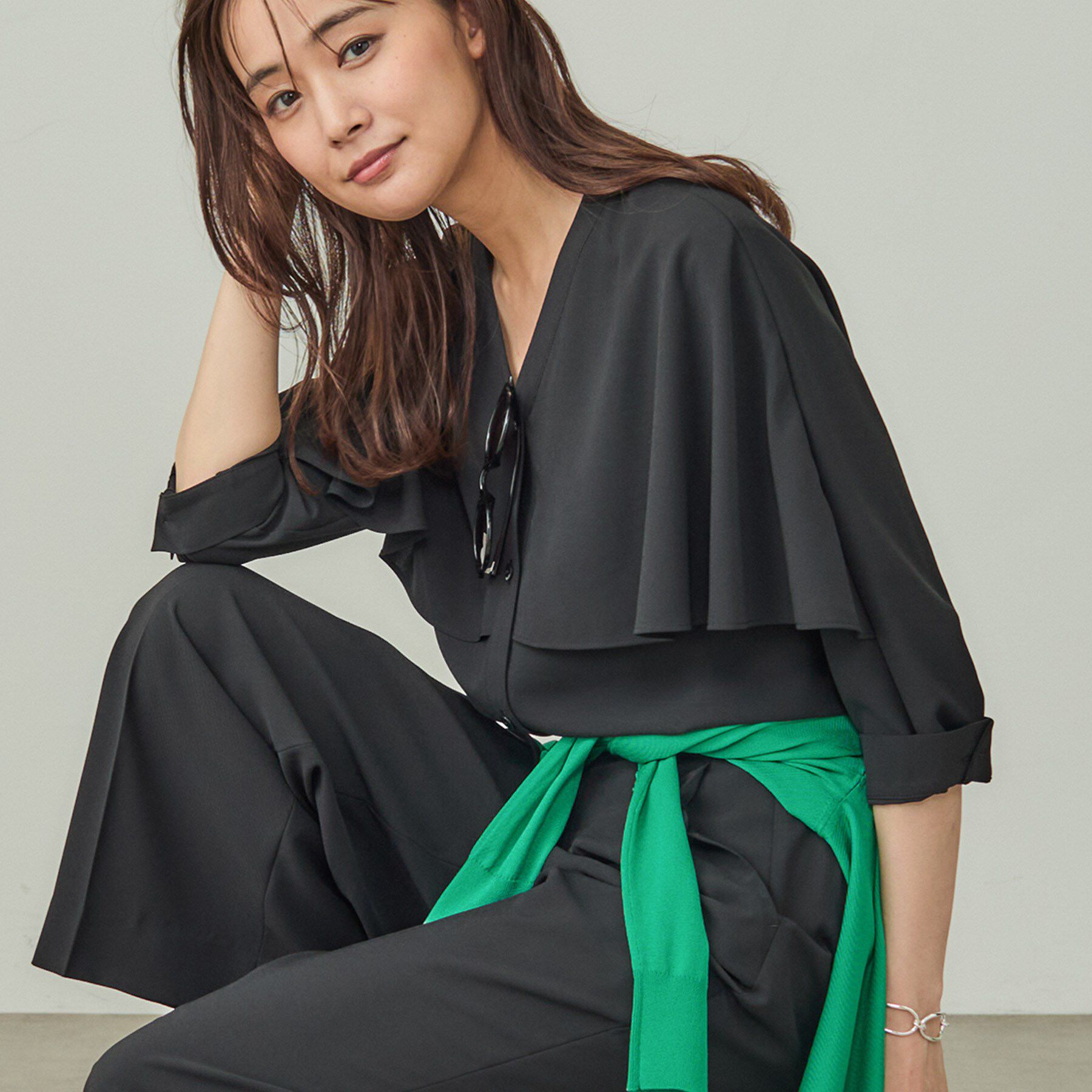 INDIVI「【羽織りとしても活躍！】ケープカラーブラウス」|シャツ・ブラウス|