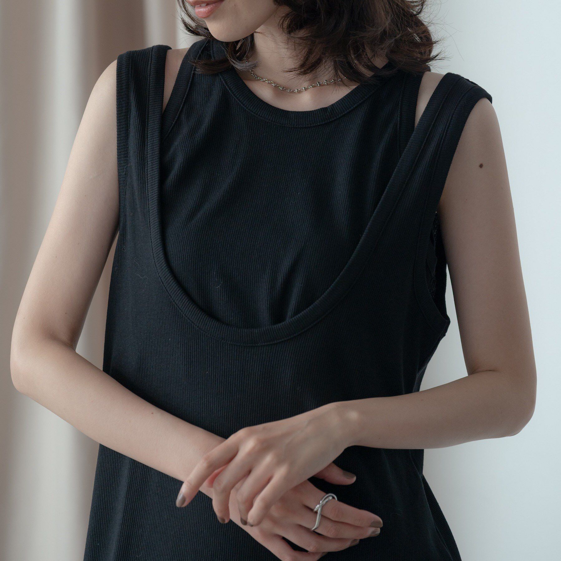 GALLEST「タンクトップレイヤードワンピース」|ワンピース|ブラック(019)