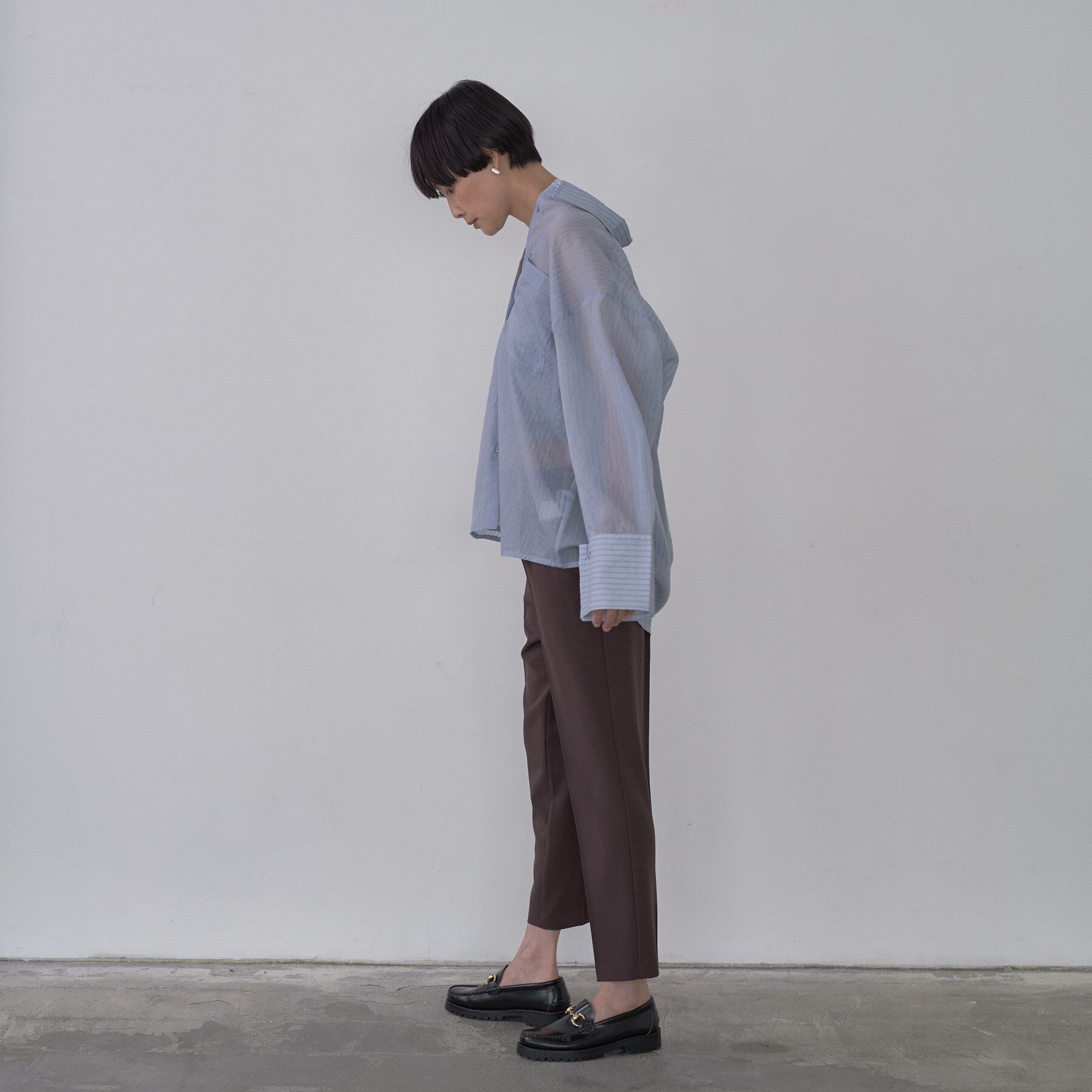 GALLEST「ワイドカフスシアーストライプシャツ/秋服/シアーシャツ」|シャツ・ブラウス|