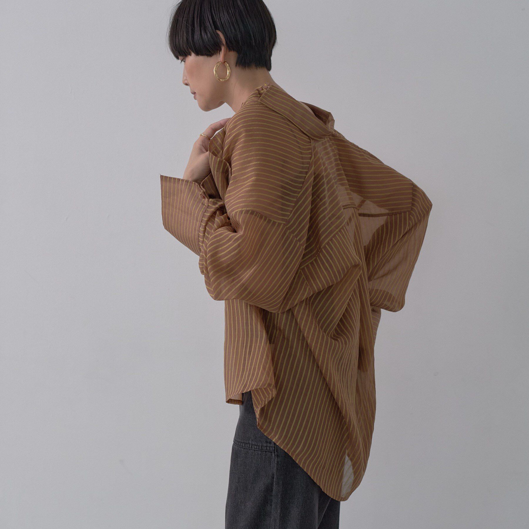 GALLEST「ワイドカフスシアーストライプシャツ/秋服/シアーシャツ」|シャツ・ブラウス|
