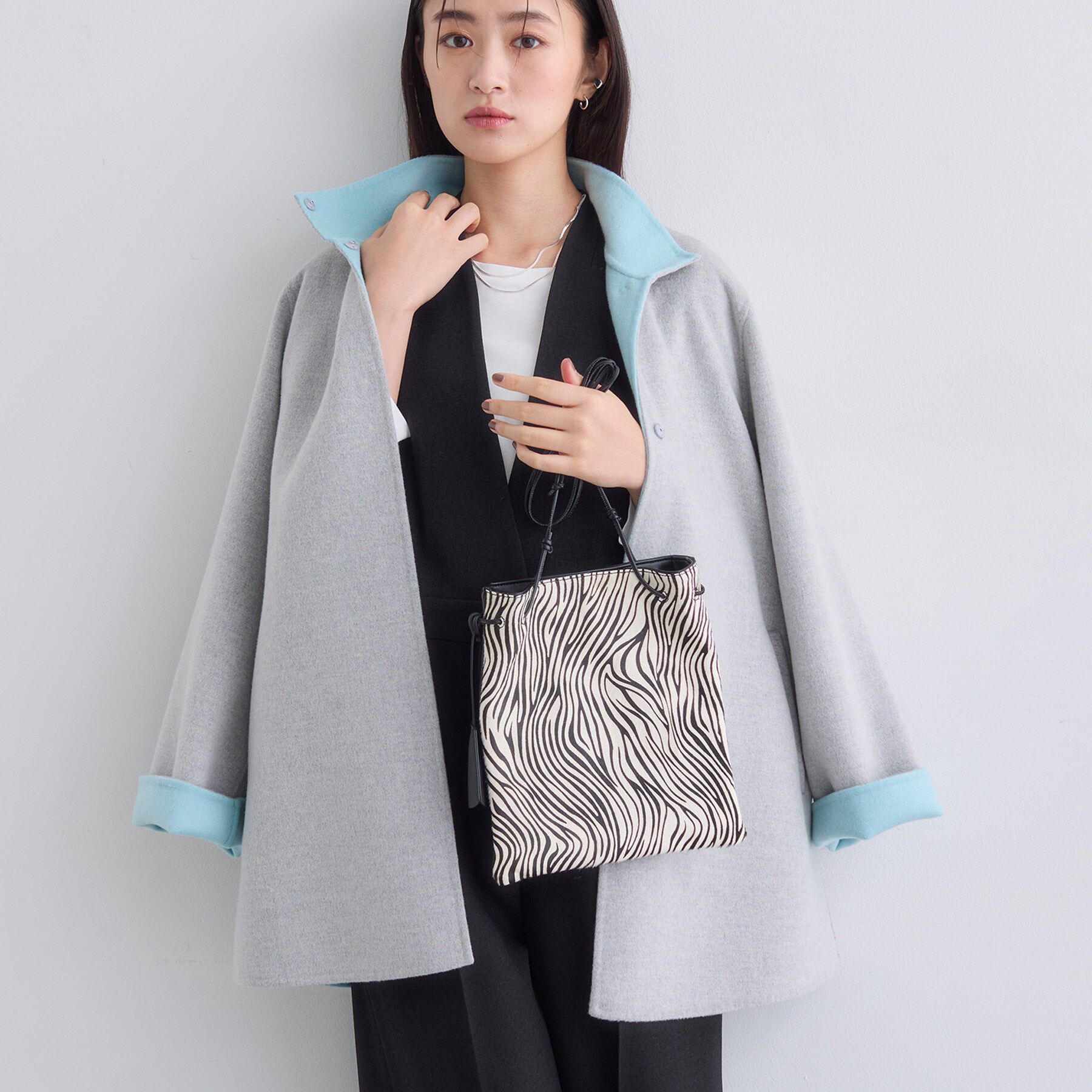 INDIVI「【配色デザイン／ミドル丈】ウールリバー テントラインコート」|その他|