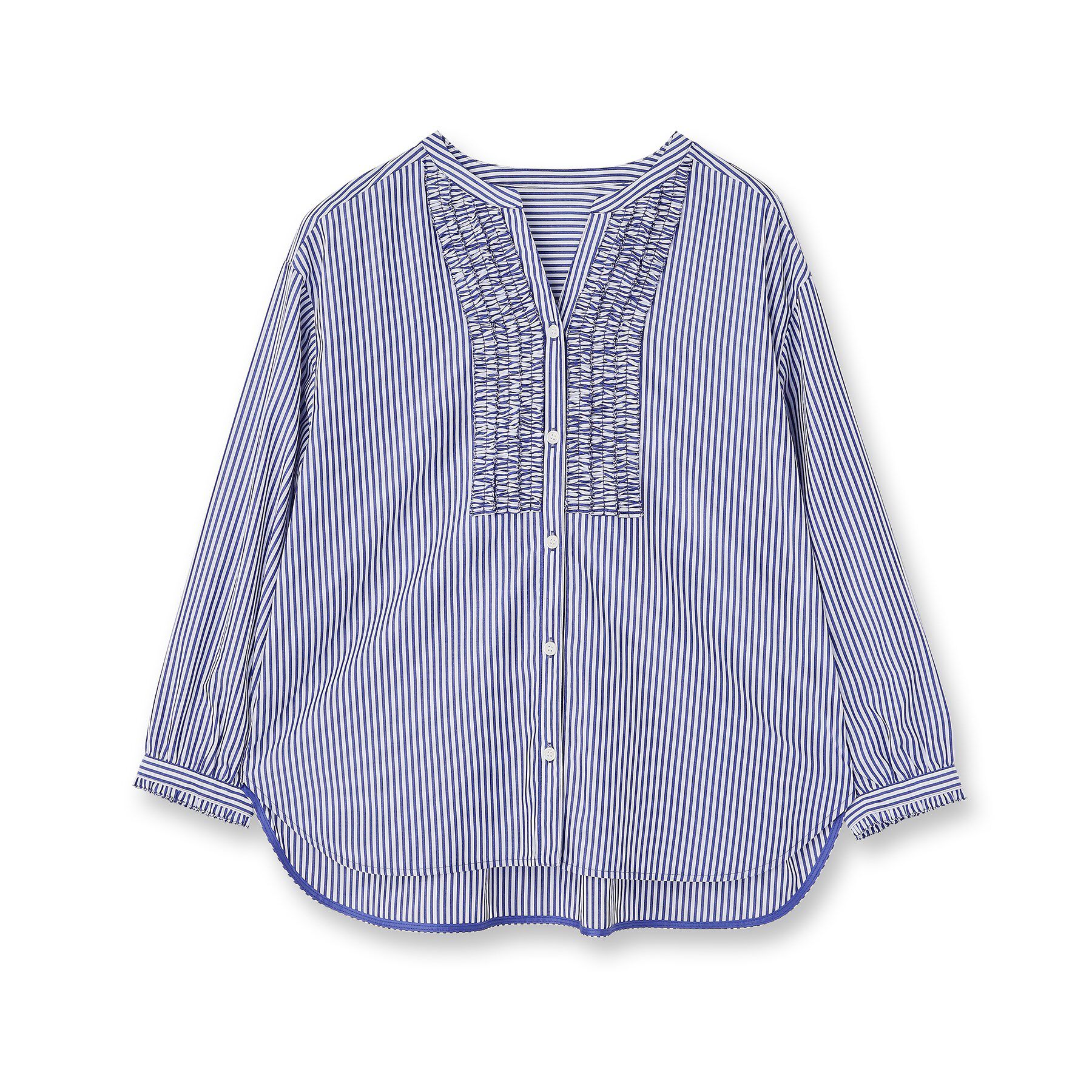 INDIVI「【洗える】胸元タックフリル長袖ブラウス」|シャツ・ブラウス|