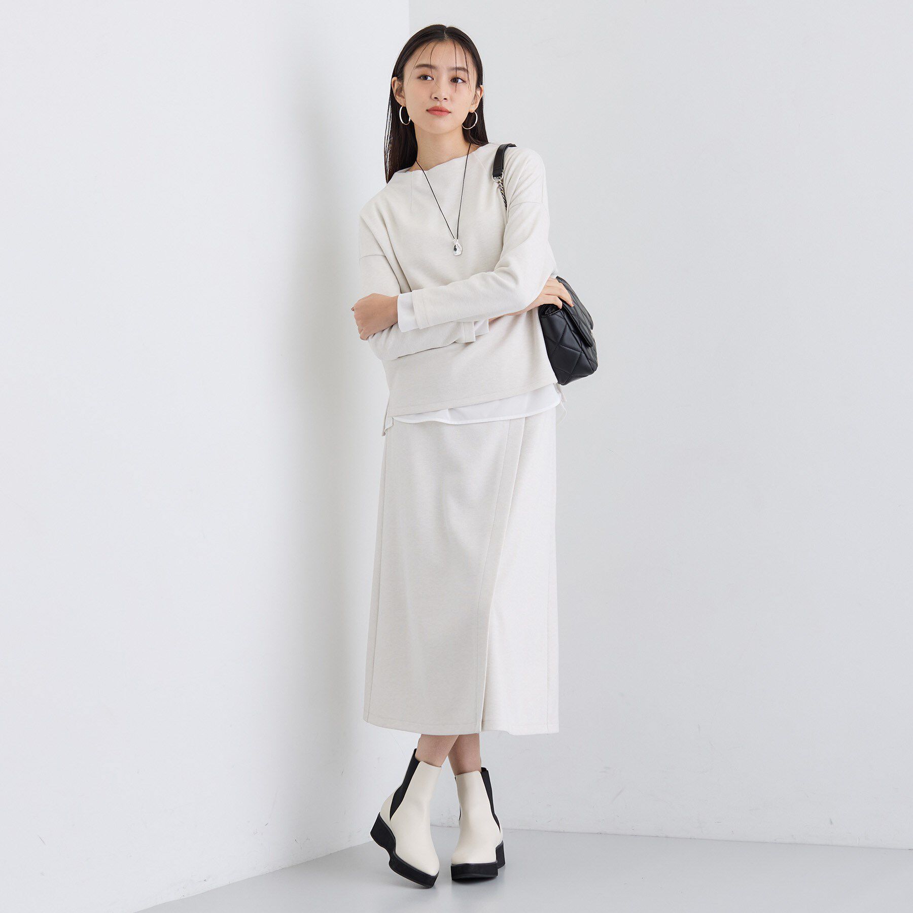 INDIVI「【SETUP可能／洗える／UVケア】ライトジャージ セミフレアスカート」|スカート|