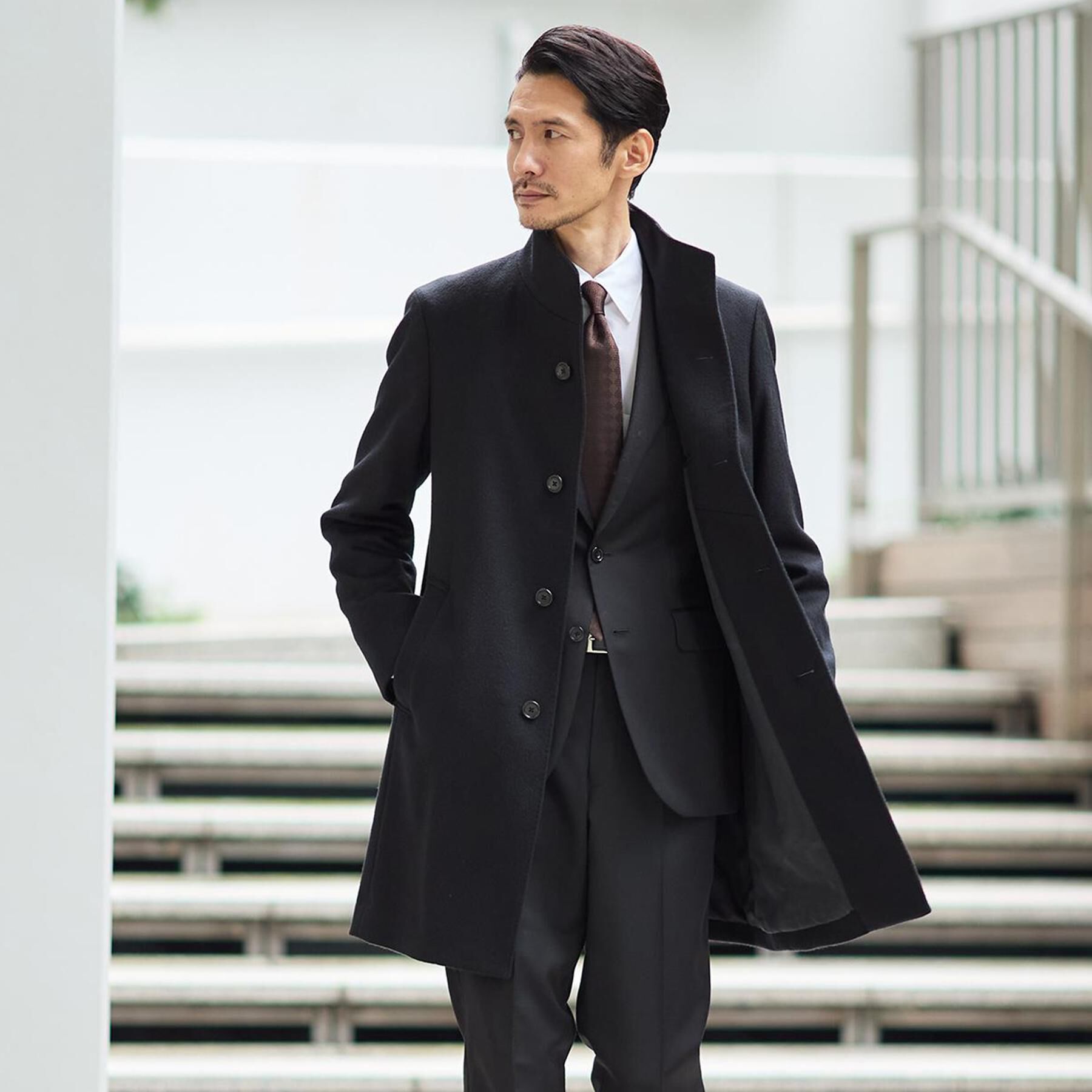 TAKEO KIKUCHI「【ウールカシミヤブレンド】ビーバー調 スタンドカラー コート」|その他|ﾌﾞﾗｯｸ(119)