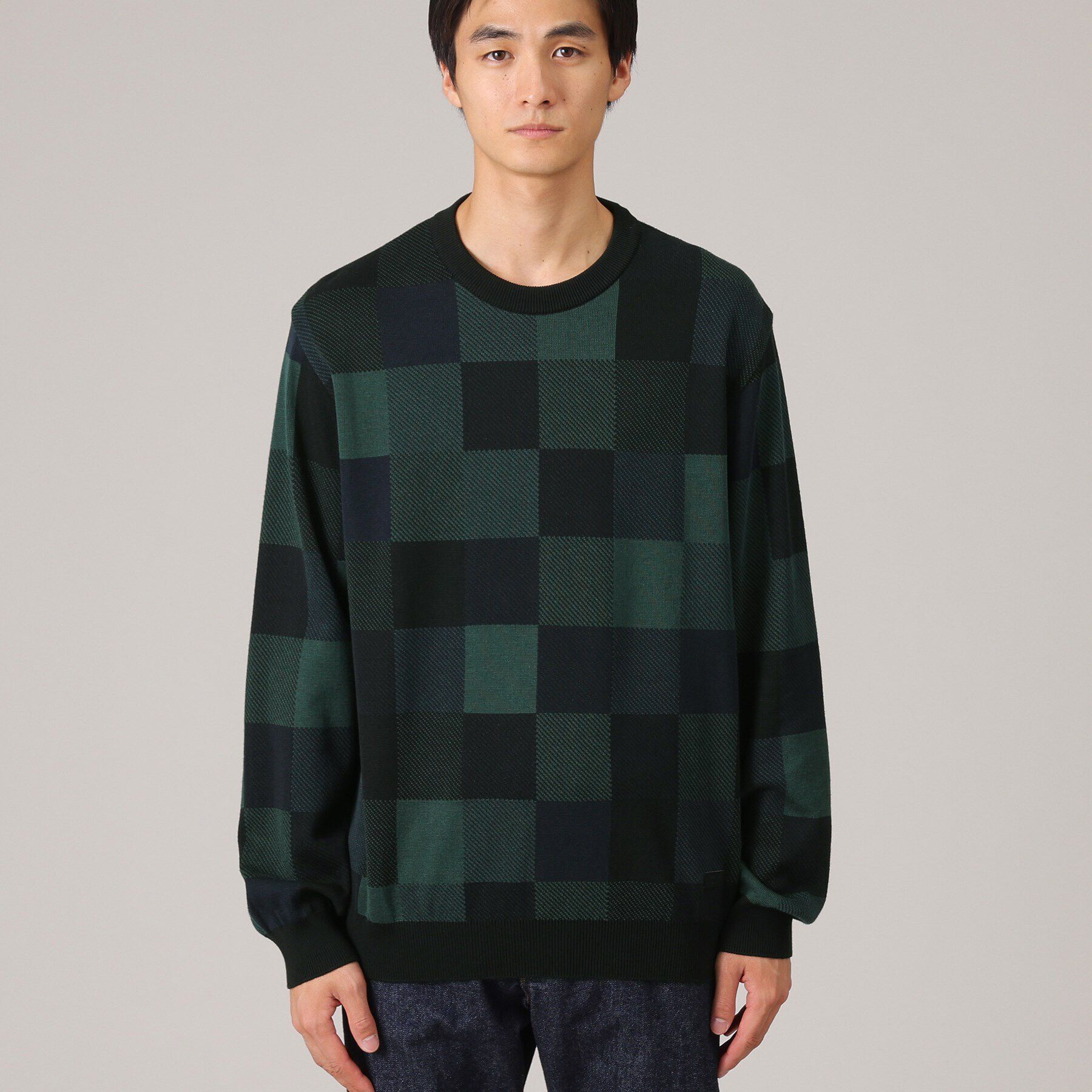 TAKEO KIKUCHI「チェック柄 プルオーバー ニット」|ニット・セーター|