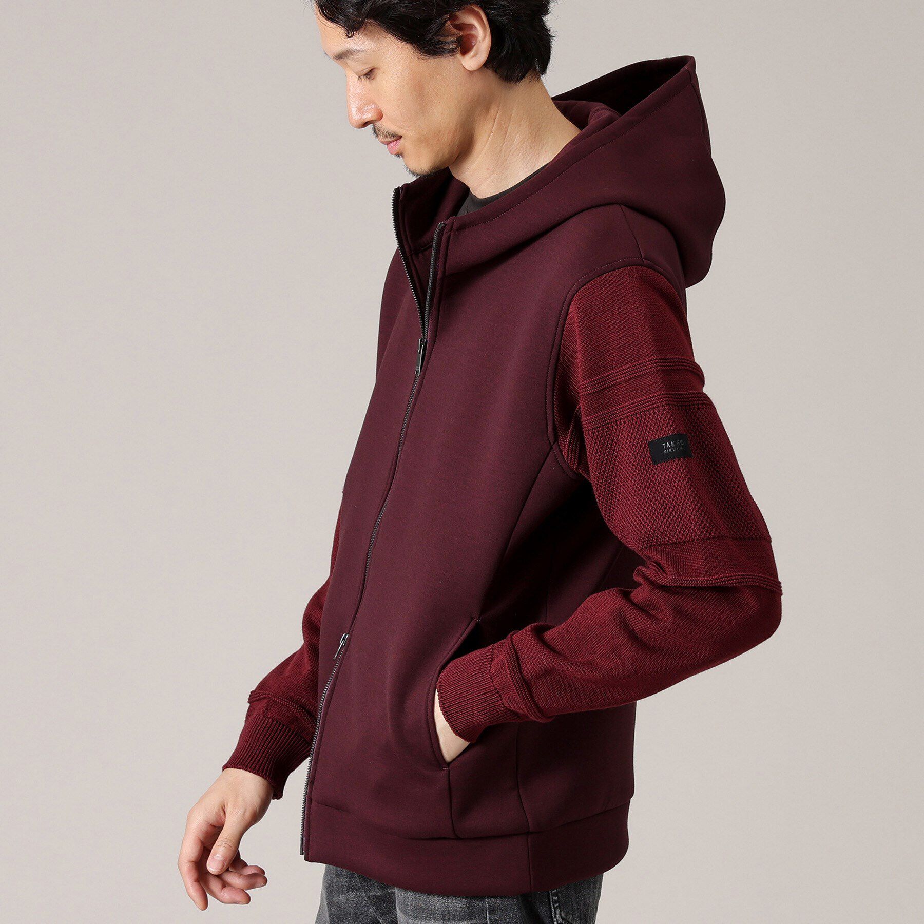 TAKEO KIKUCHI「【Made in JAPAN】ニットスリーブ ジップアップ パーカ」|パーカー|