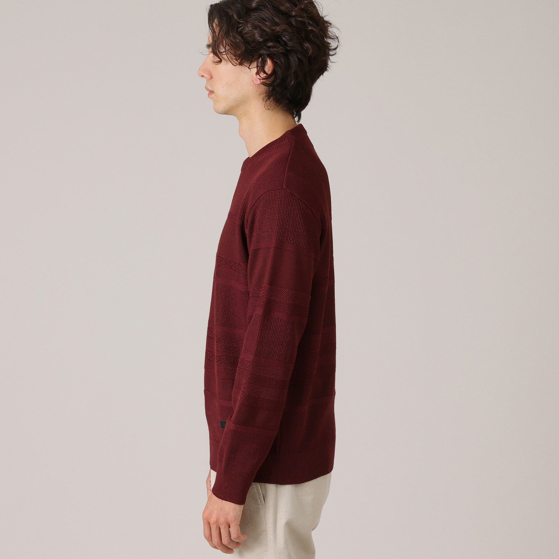 TAKEO KIKUCHI「【Made in JAPAN】編地切替 プルオーバーニット」|ニット・セーター|