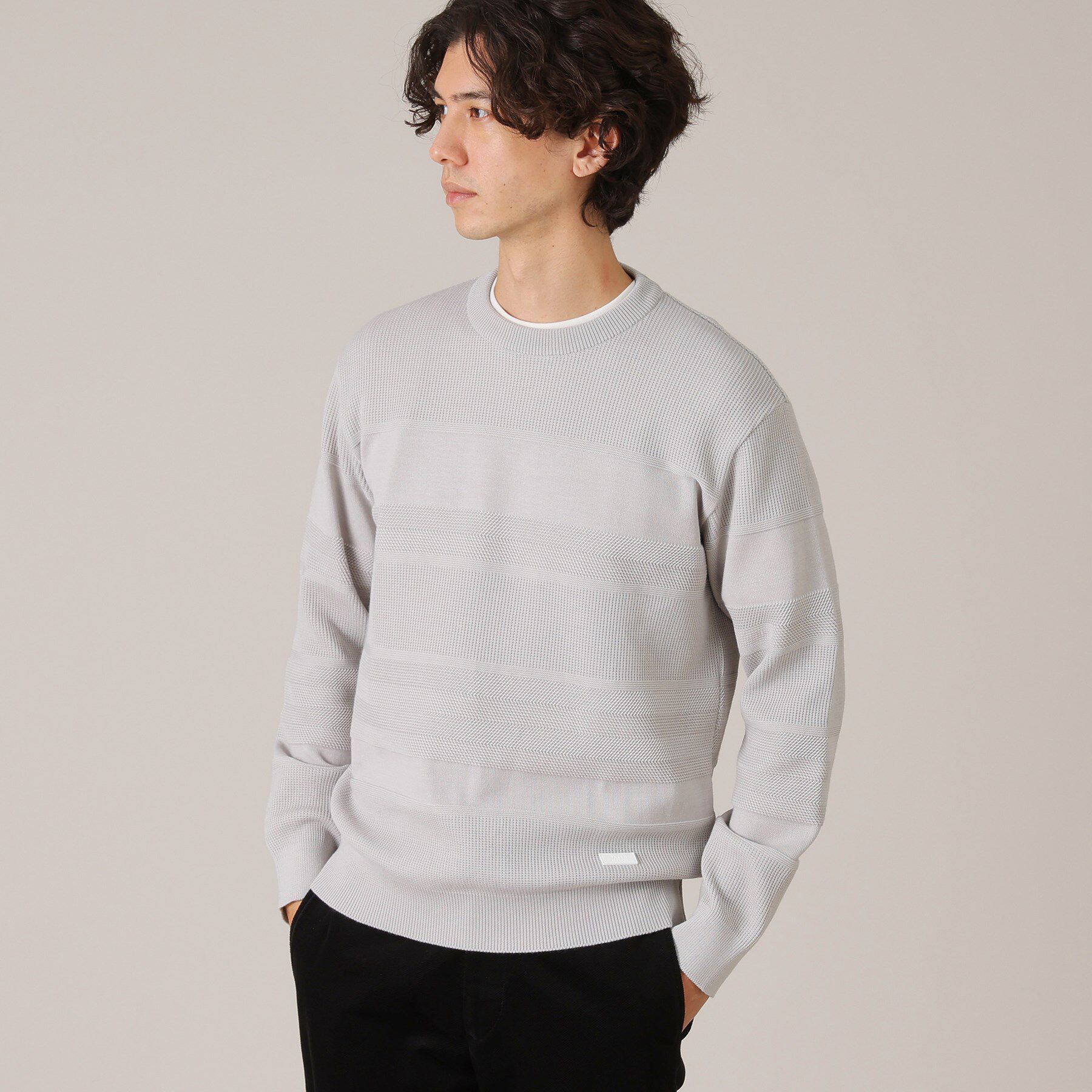 TAKEO KIKUCHI「【Made in JAPAN】編地切替 プルオーバーニット」|ニット・セーター|