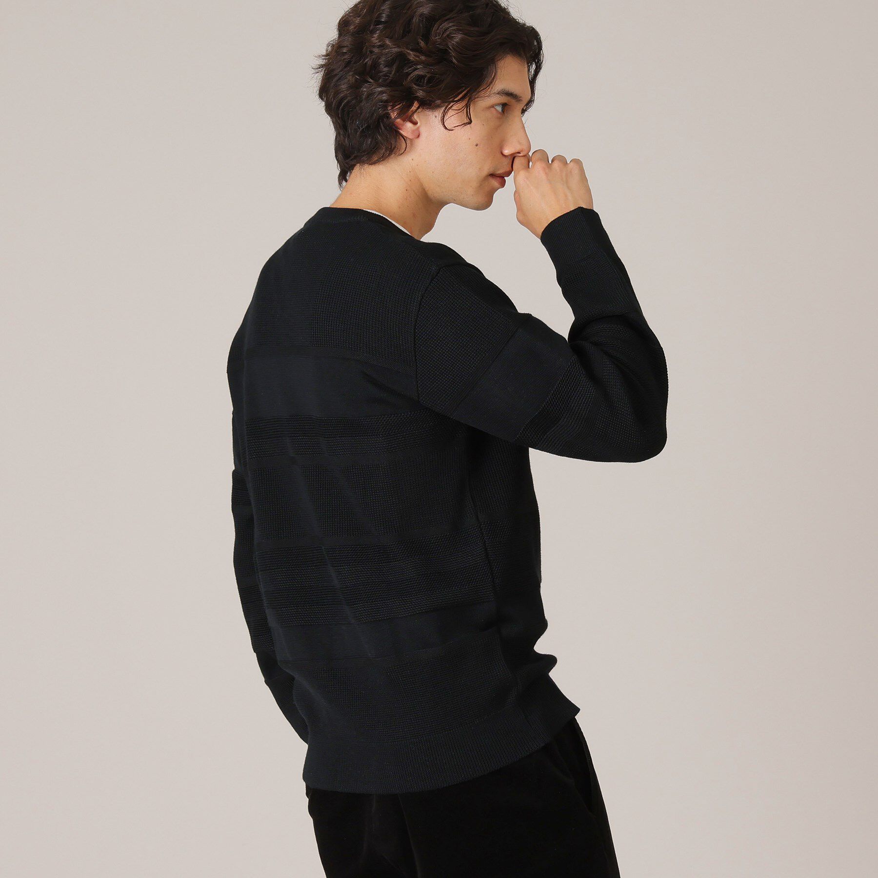 TAKEO KIKUCHI「【Made in JAPAN】編地切替 プルオーバーニット」|ニット・セーター|