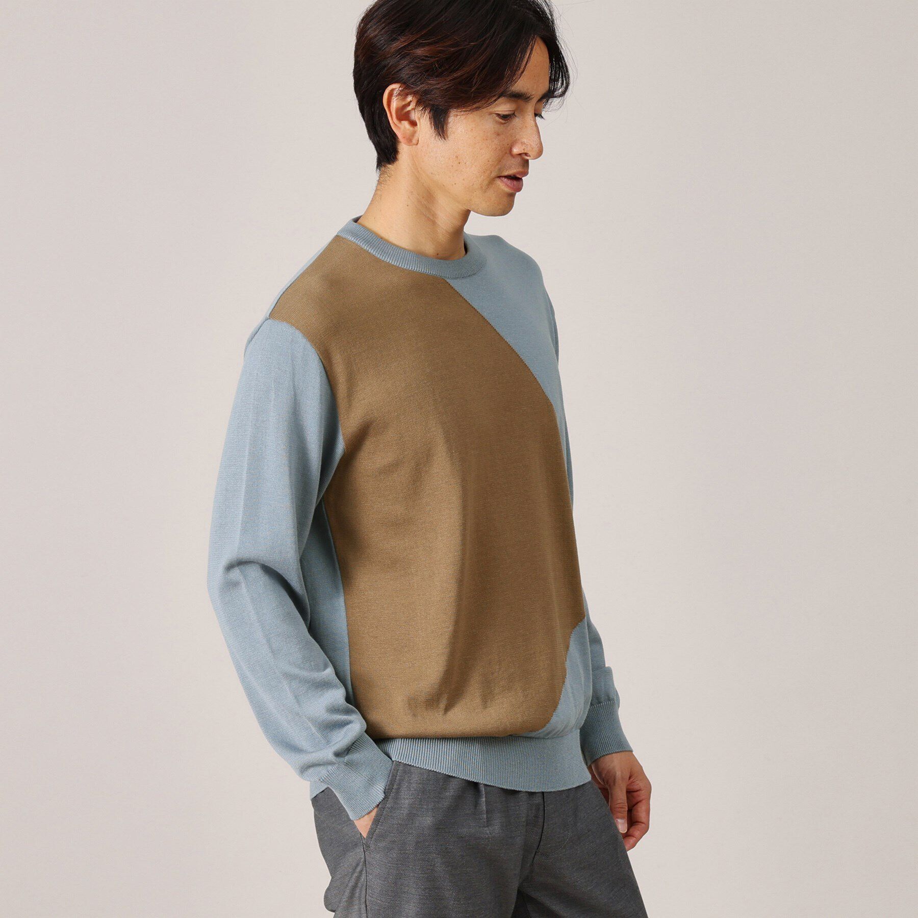 TAKEO KIKUCHI「【Made in JAPAN】スクエア インターシャ ニット」|ニット・セーター|