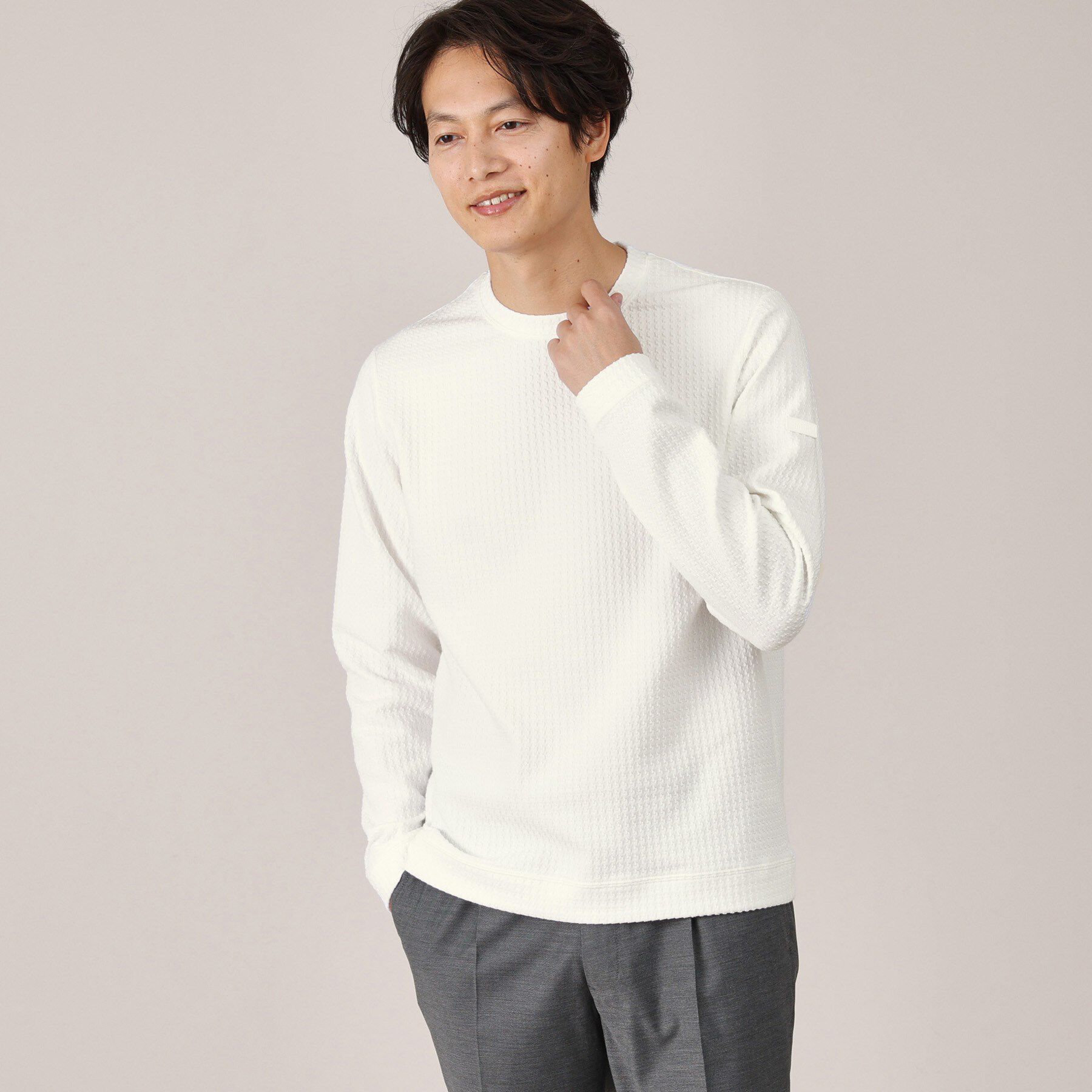 TAKEO KIKUCHI「【Made in JAPAN】千鳥柄 ストレッチ プルオーバー」|Tシャツ・カットソー|