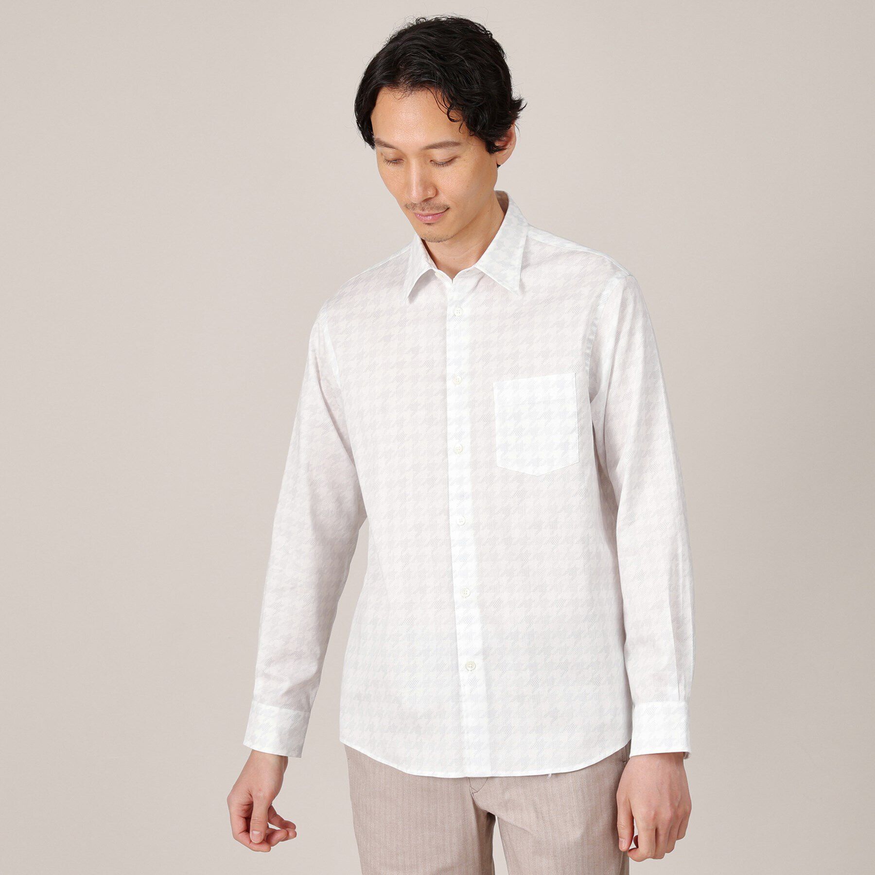 TAKEO KIKUCHI「【Made in JAPAN】千鳥プリント シャツ」|シャツ・ブラウス|