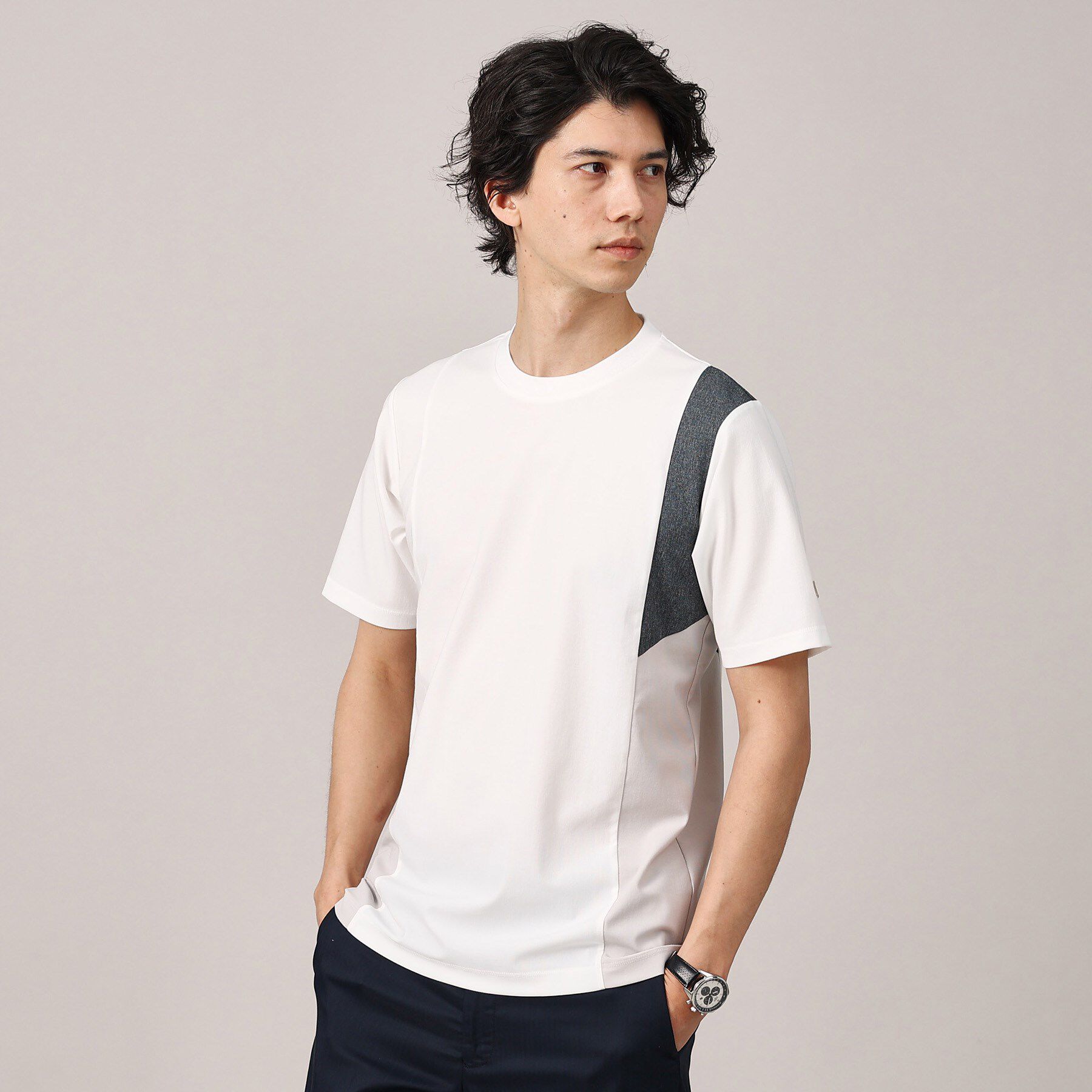 TAKEO KIKUCHI「【Sサイズ～】サイド切替え 半袖カットソー」|Tシャツ・カットソー|