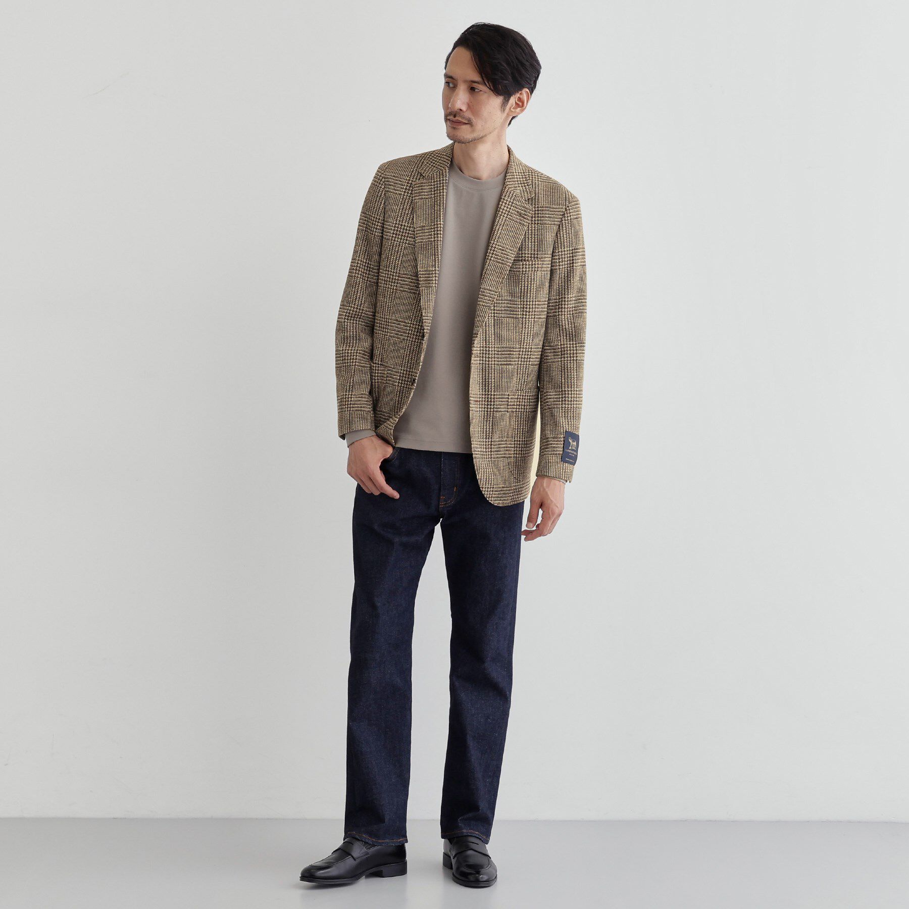 TAKEO KIKUCHI「グレンチェックプリント ジャージ ジャケット」|テーラードジャケット|