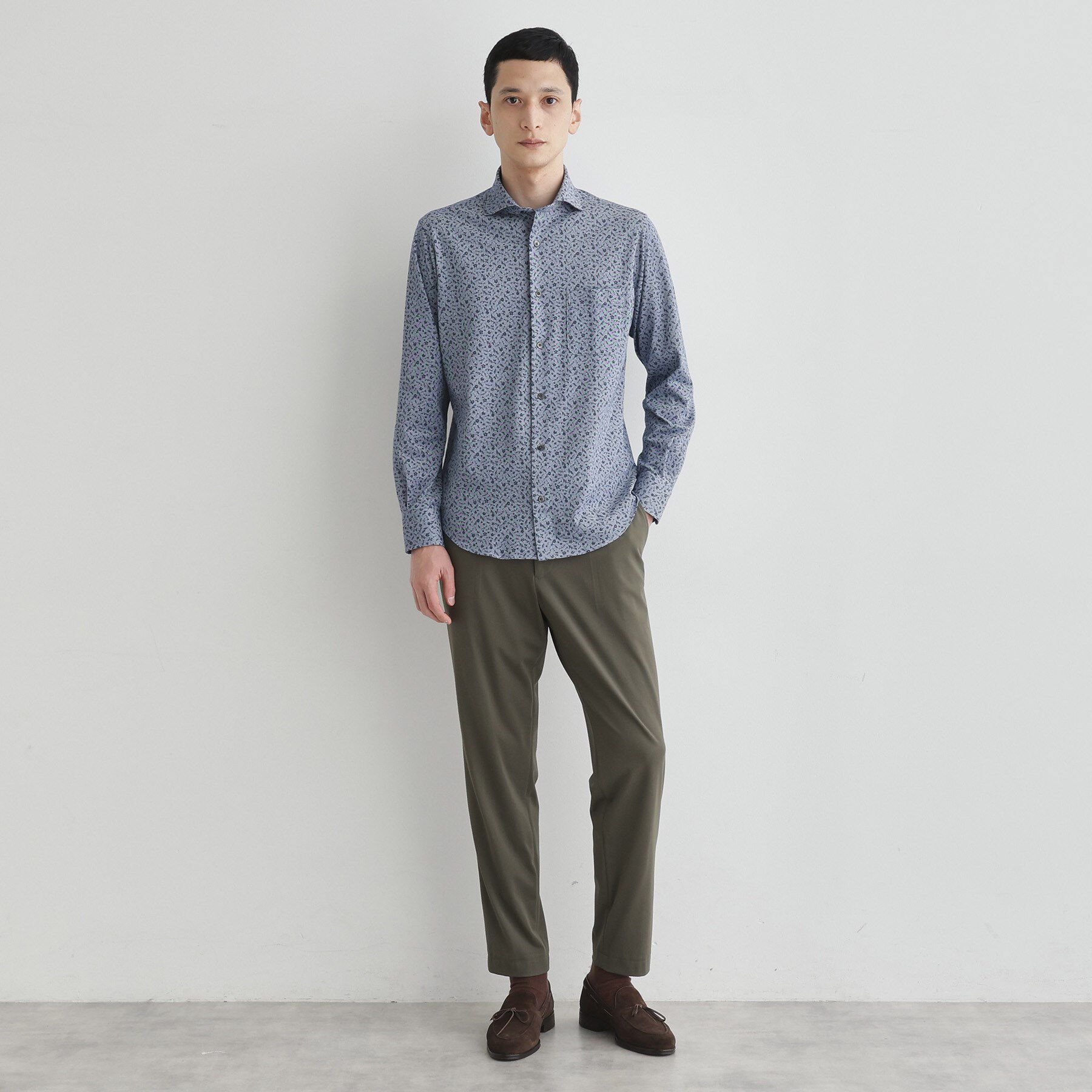 TAKEO KIKUCHI「クールマックス 鹿の子 フラワープリントシャツ」|シャツ・ブラウス|