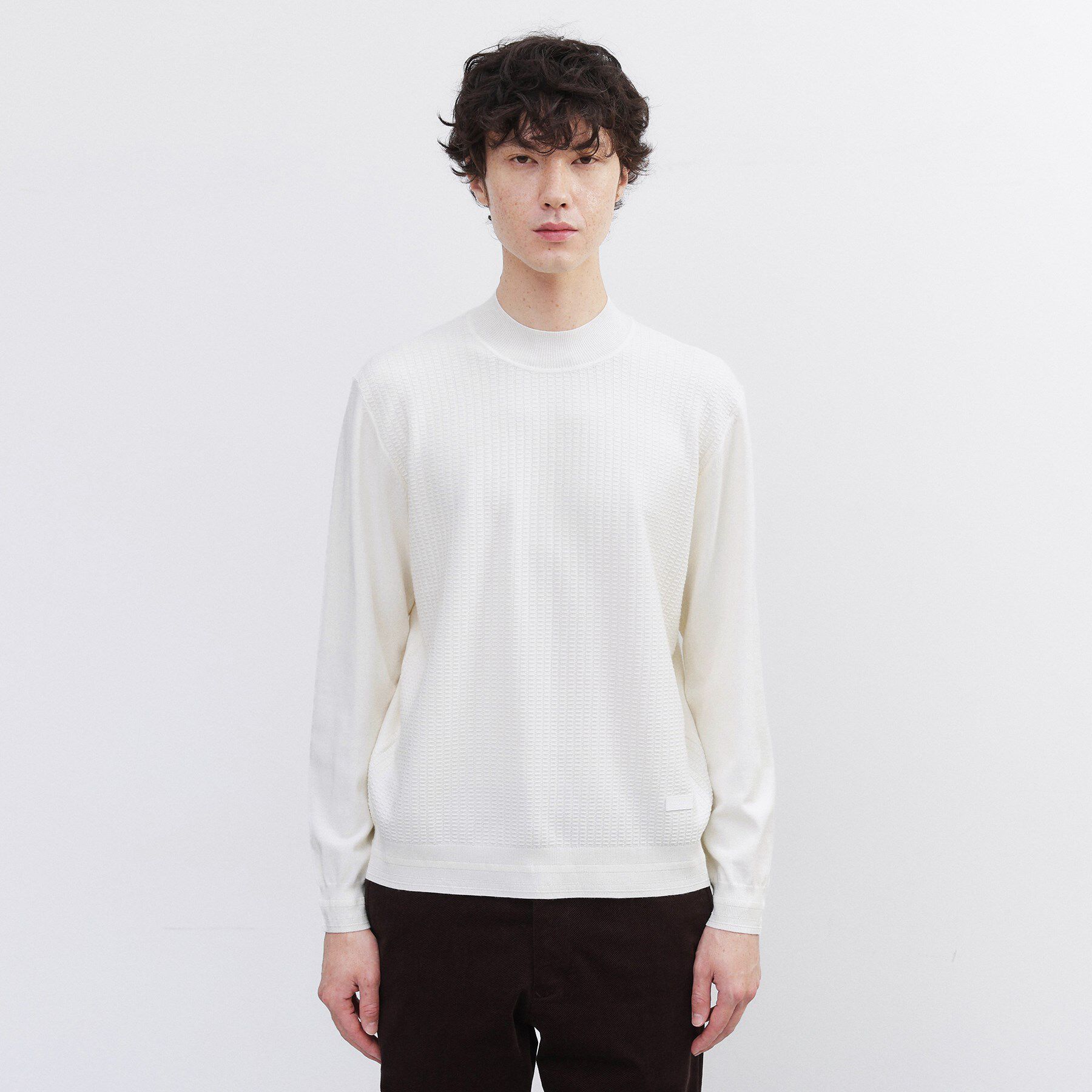 TAKEO KIKUCHI「ハイゲージ モックネック ニット プルオーバー」|ニット・セーター|オフホワイト(003
