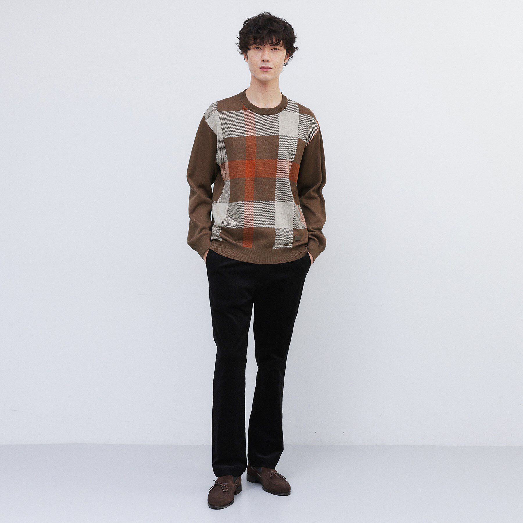 TAKEO KIKUCHI「【Made in JAPAN】ビッグチェック＆スライドパズル柄 ニット」|ニット・セーター|