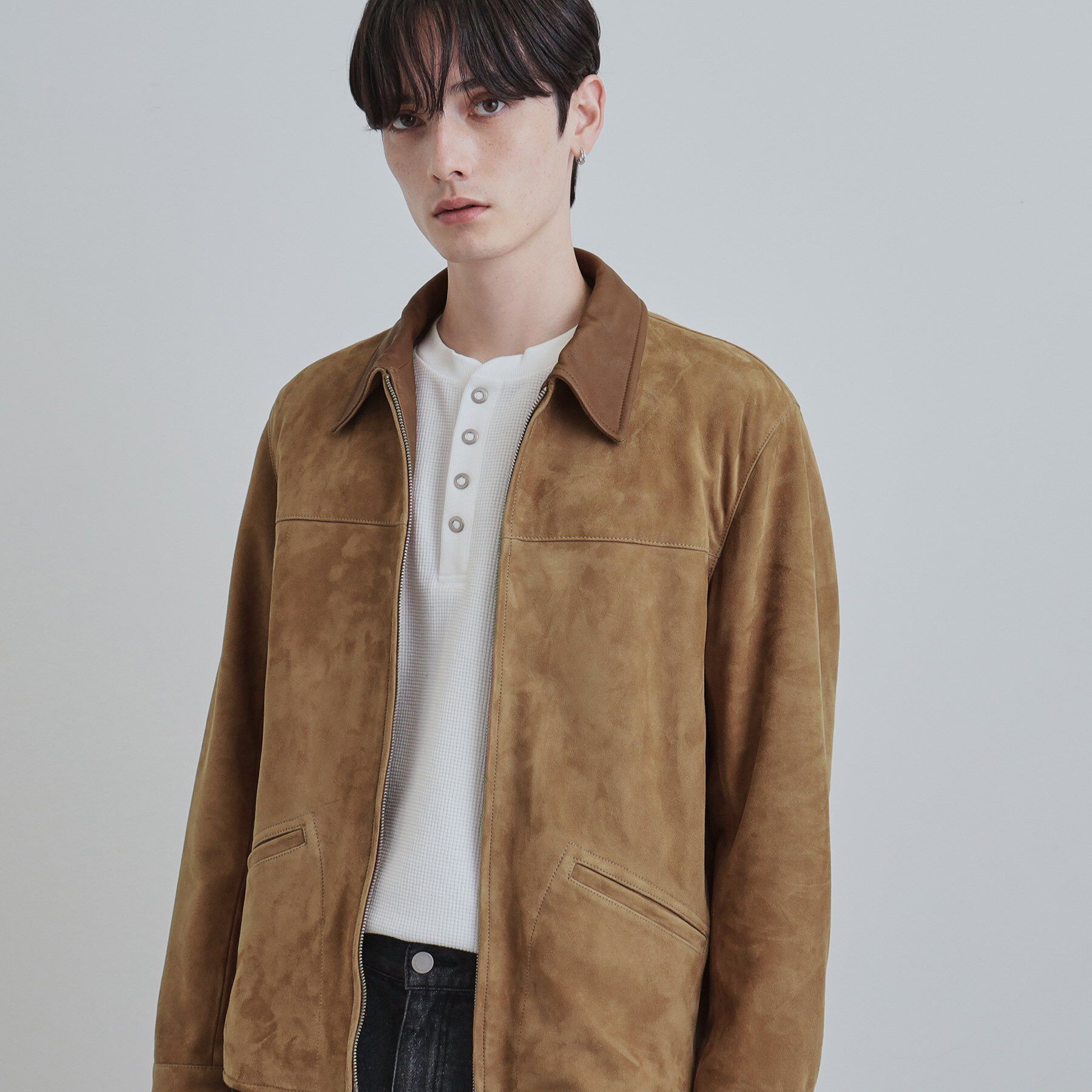 tk.TAKEO KIKUCHI「【本革】レザースポーツジャケット」|ブルゾン・スタジャン|モカブラウン(142