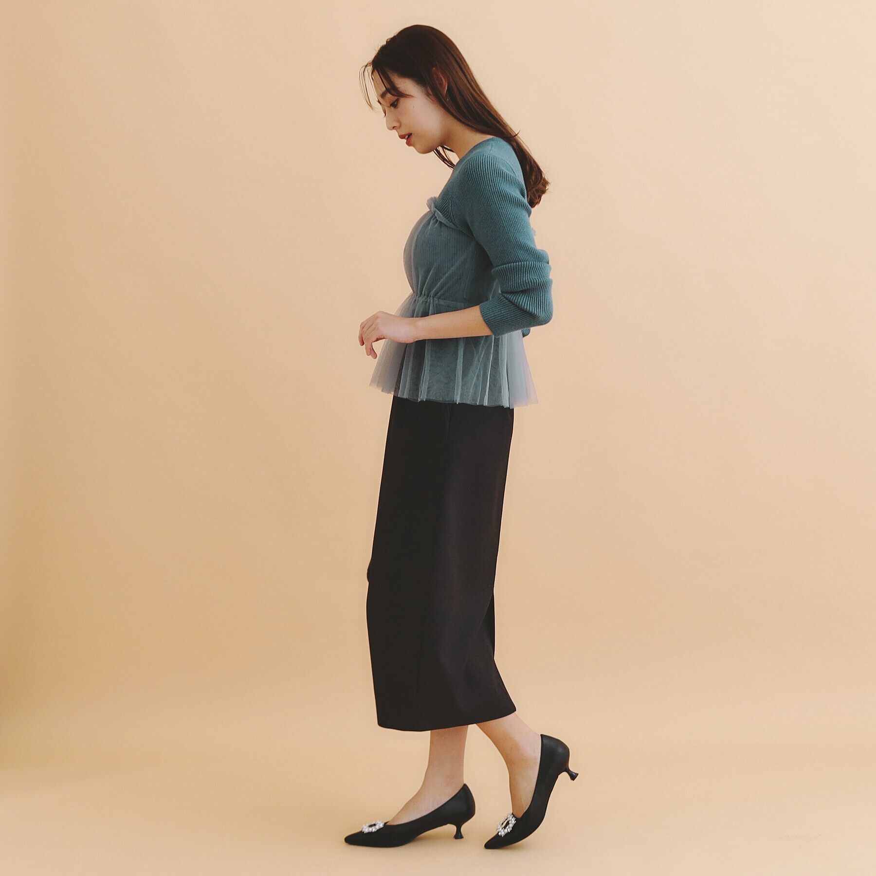index「チュールレイヤードペプラムニット【洗える】」|ニット・セーター|