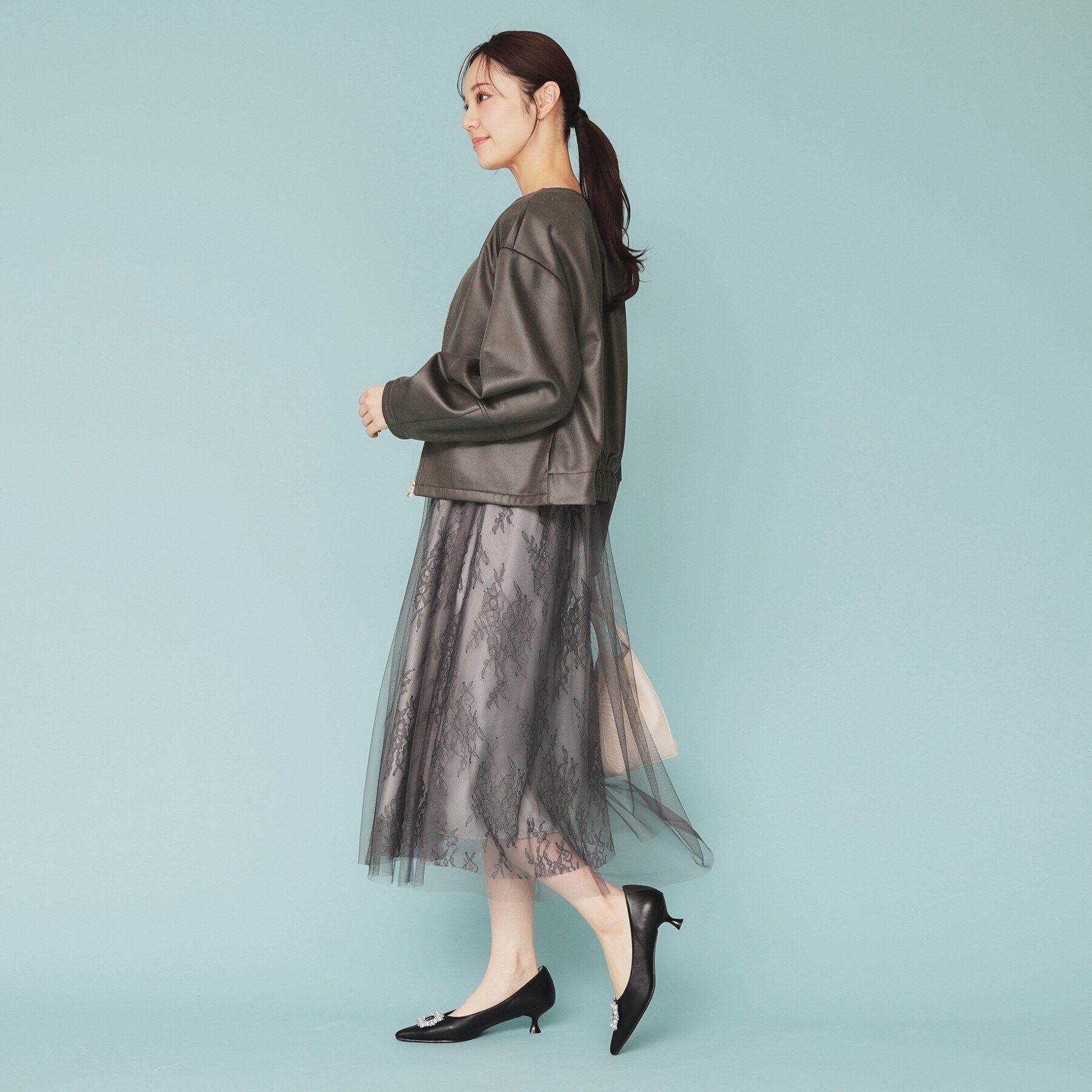 index「スウェードノーカラーブルゾン【洗濯機洗い可/防シワ/ストレッチ】」|ブルゾン・スタジャン|